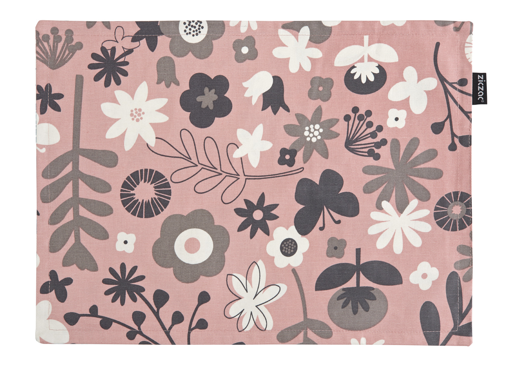 Placemat floral PU double sided, 33x45cm, soft pink