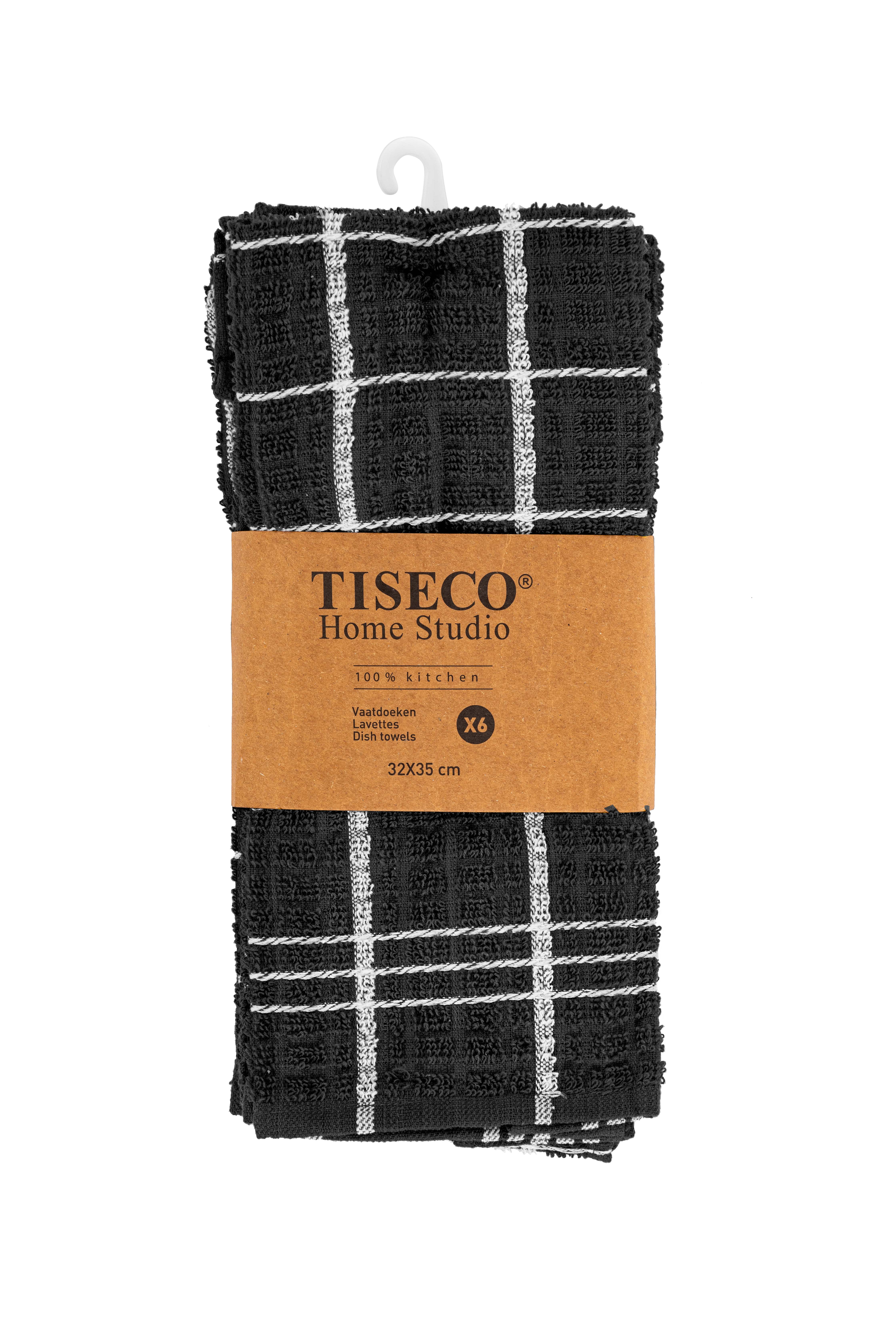 Torchon vaisselle OMAN - SET/6 -  32x35 cm, noir
