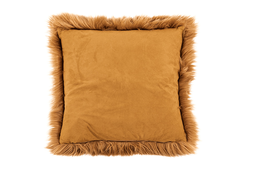 Cushion (filled) sheepskin + suede 45x45CM, indian tan