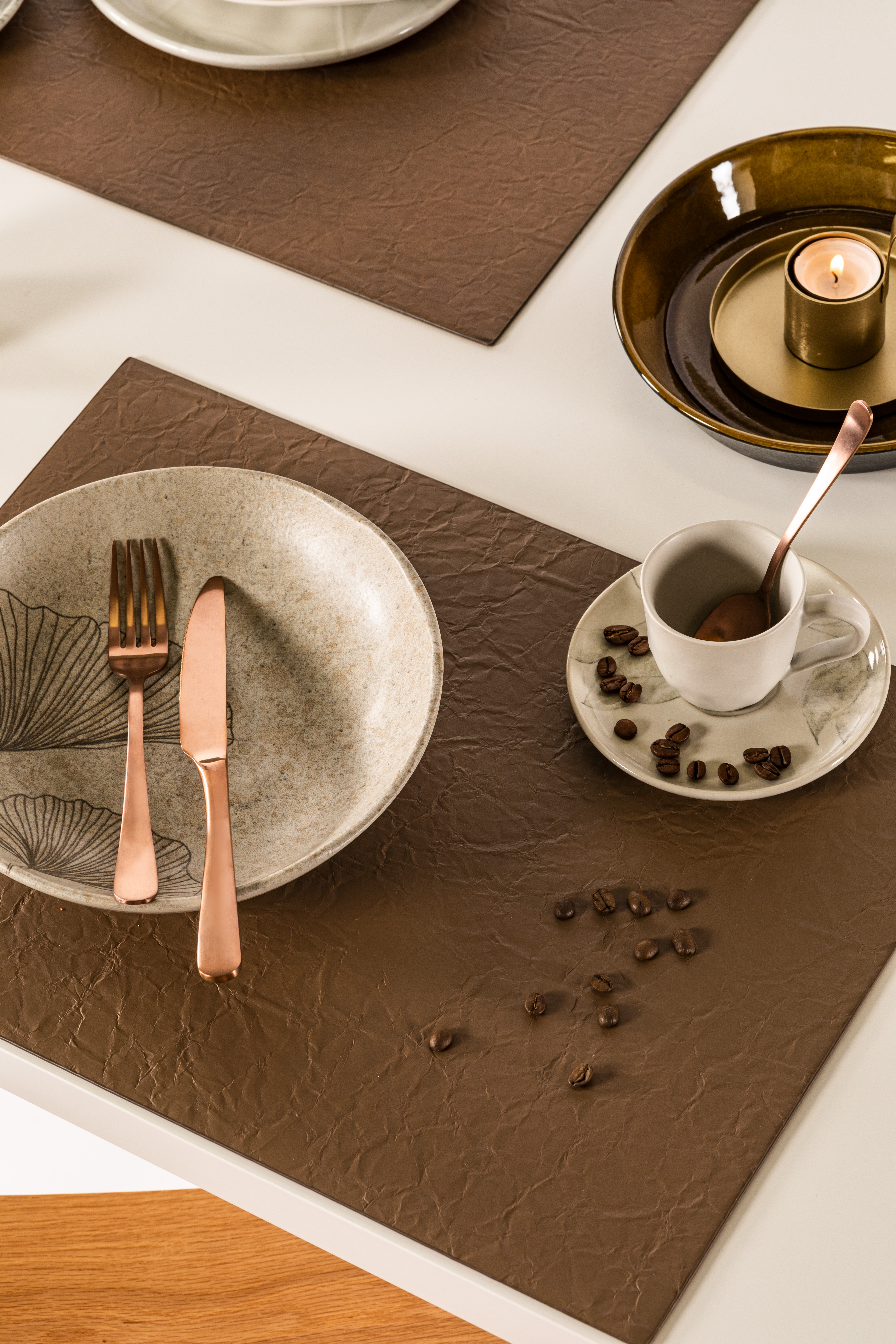 Placemat CREPE, 33x45cm, cognac