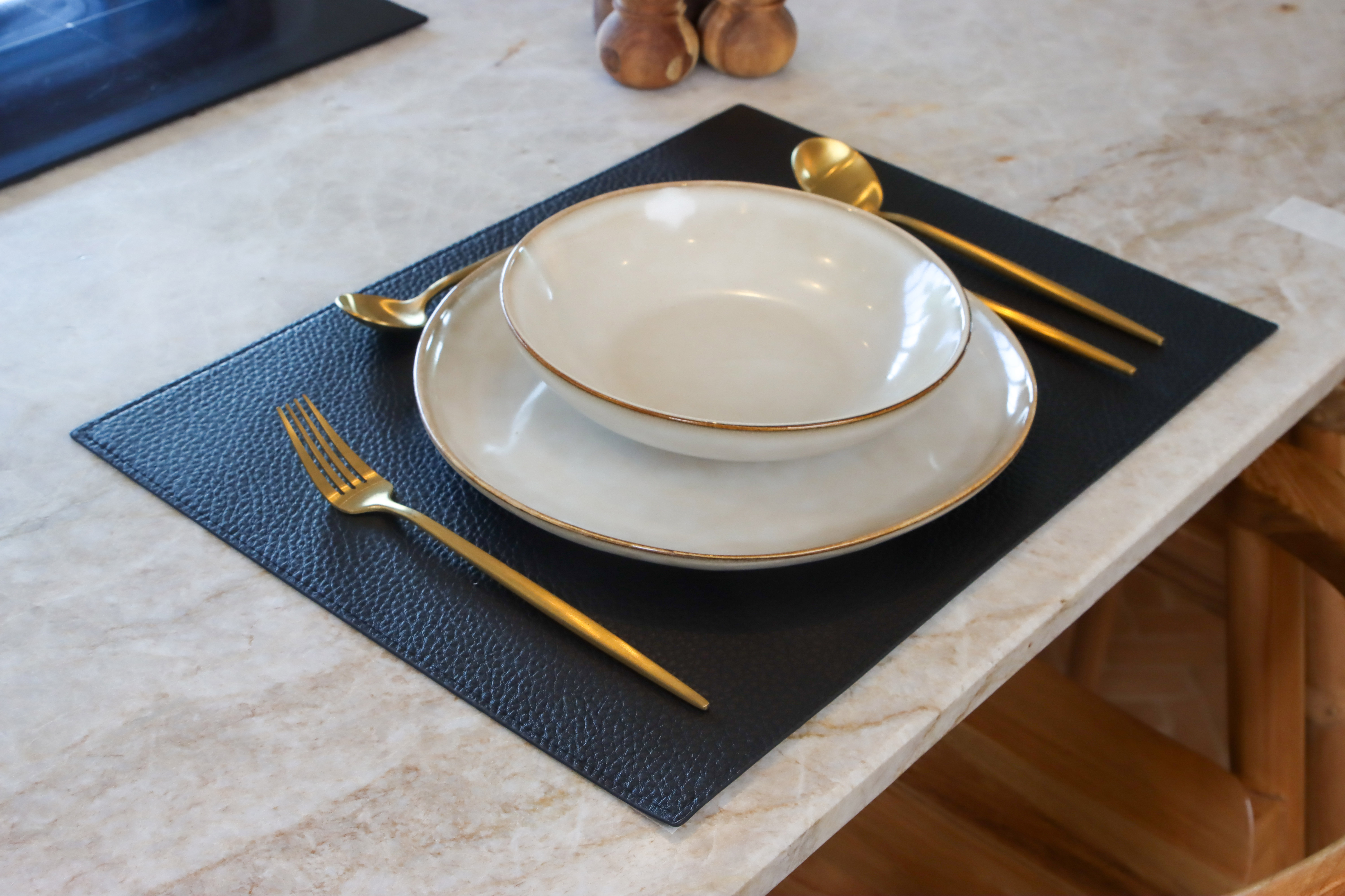 Set de table GAVIN - double face - 33x45 cm, noir