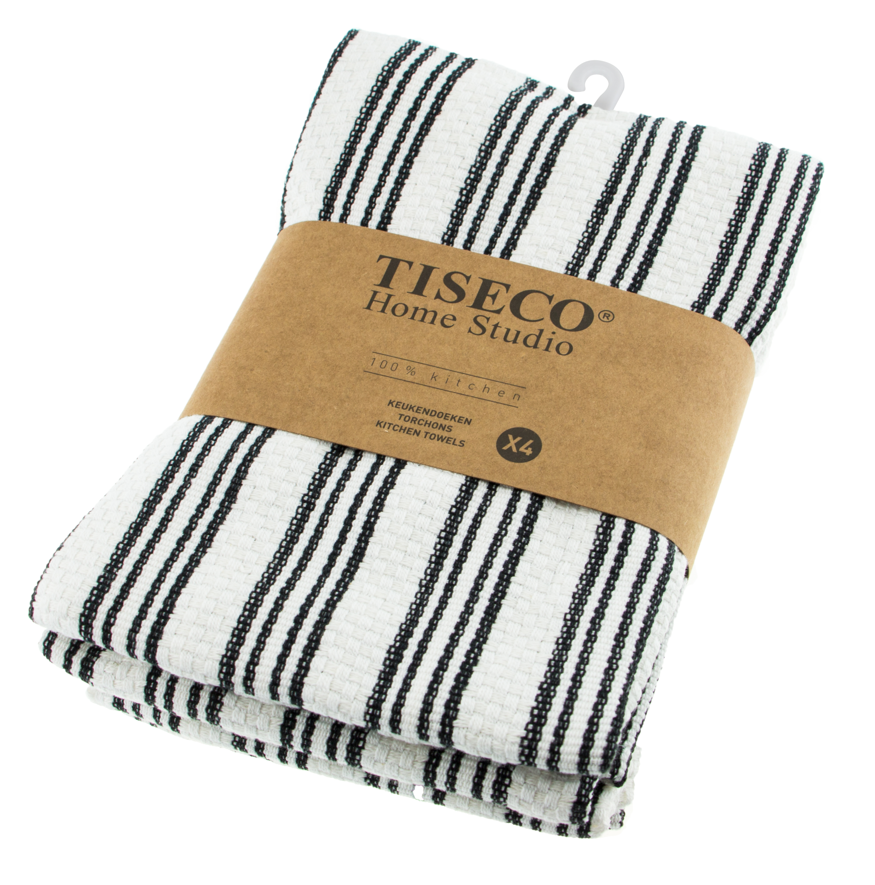 Torchon BASKET WEAVE - SET/4 - 50x70 cm, noir
