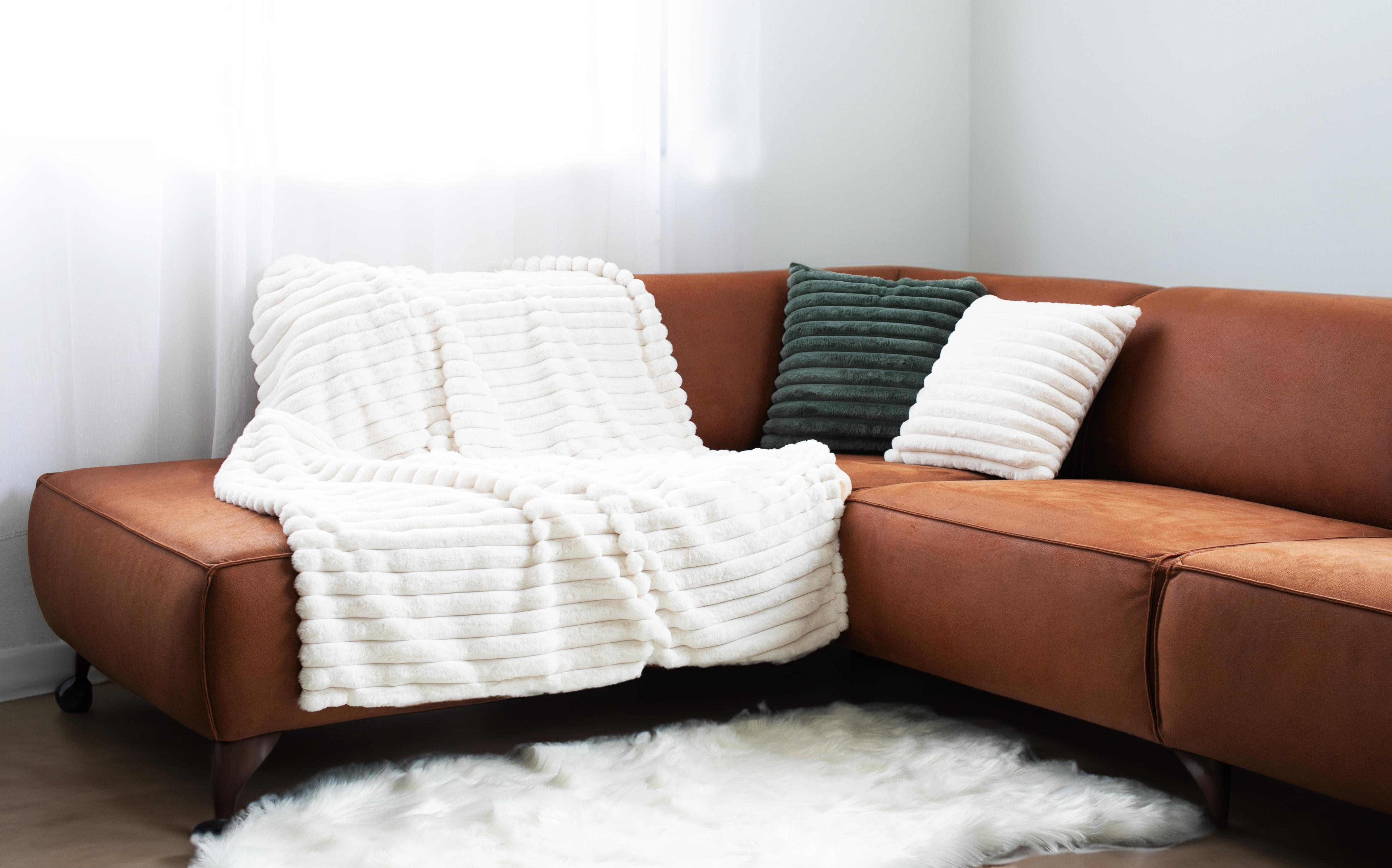 Plaid RABBIT STRIPE - 130x170 cm, taupe