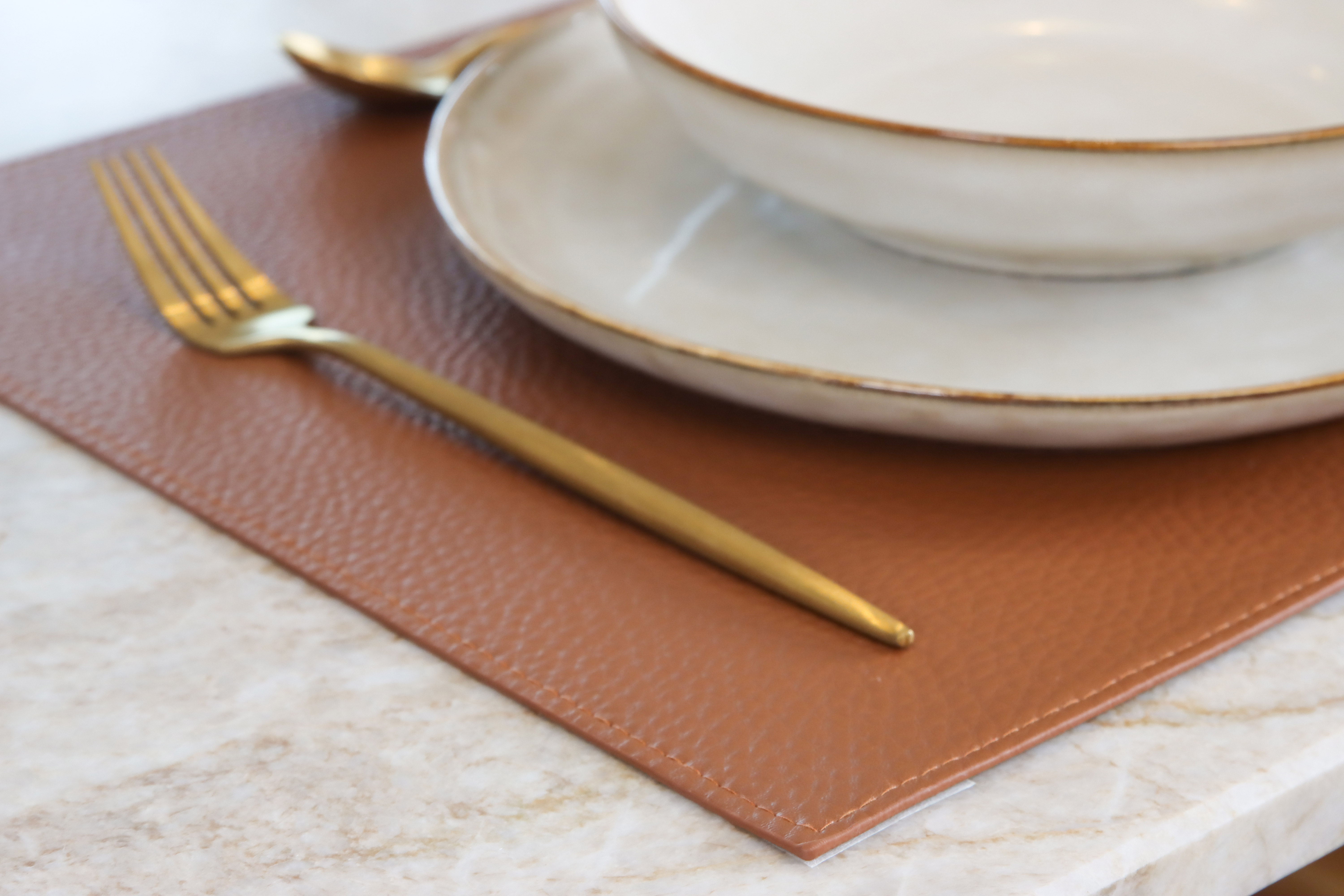 Set de table GAVIN - double face - 33x45 cm, cognac