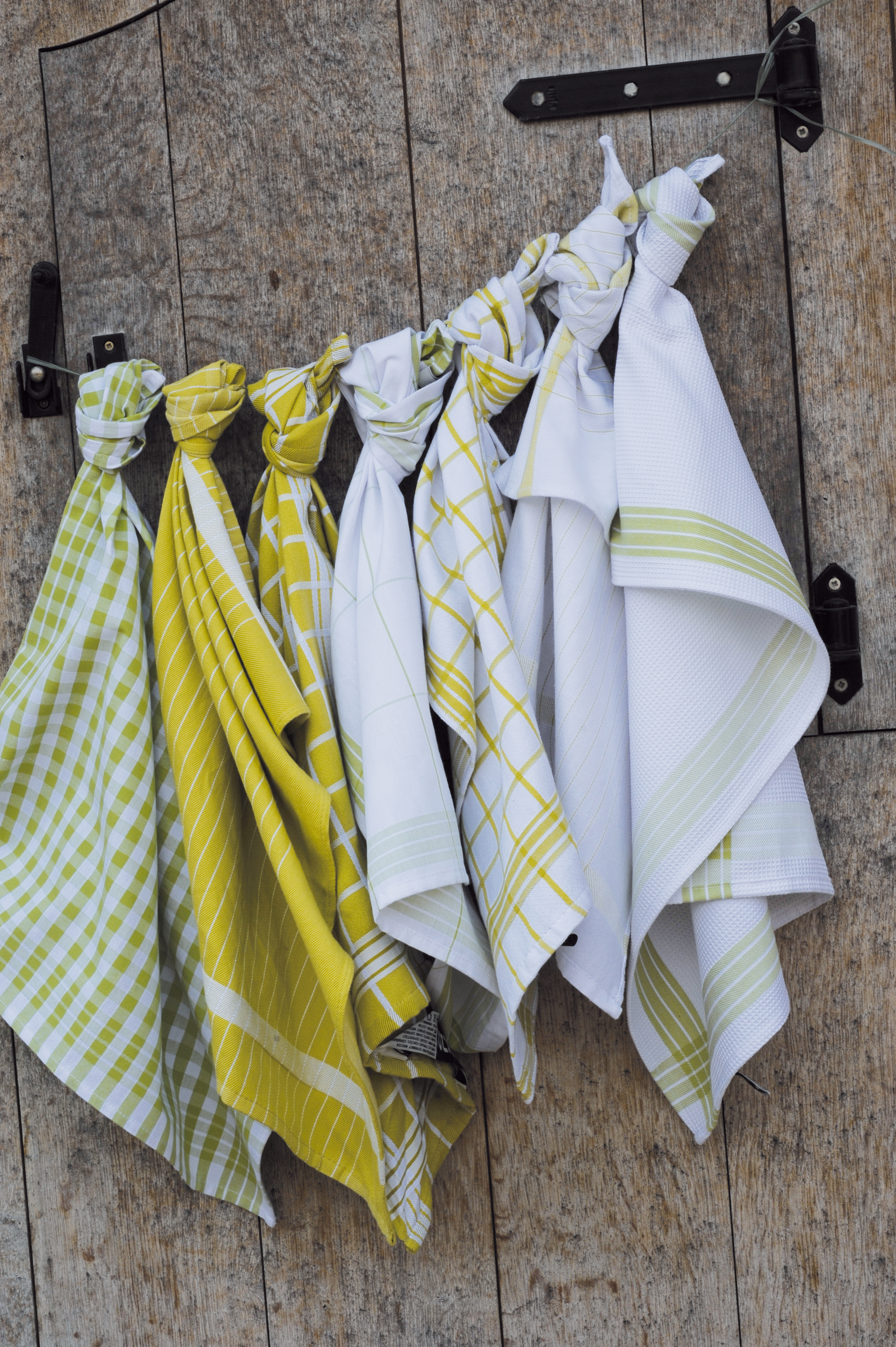 Torchon 50x70cm, set3,stripe white center, lime