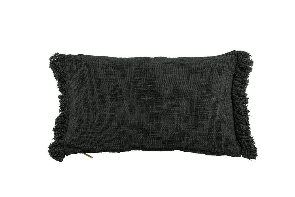 Cushion (filled) COTTON SLUB SOLID 30x50CM, black