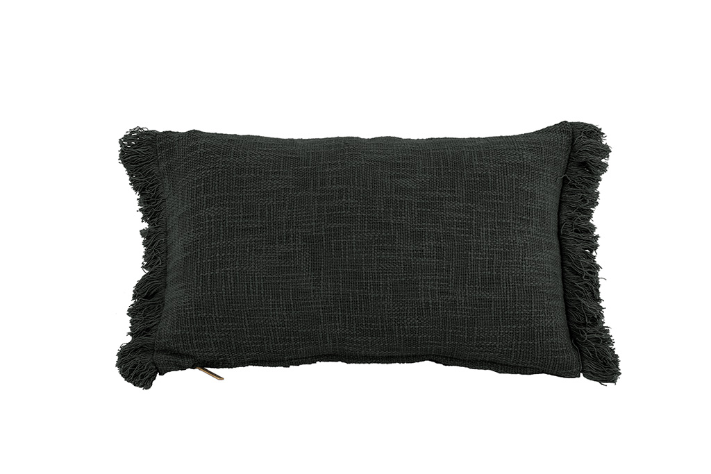 Kussen (gevuld) COTTON SLUB SOLID 30x50CM, black