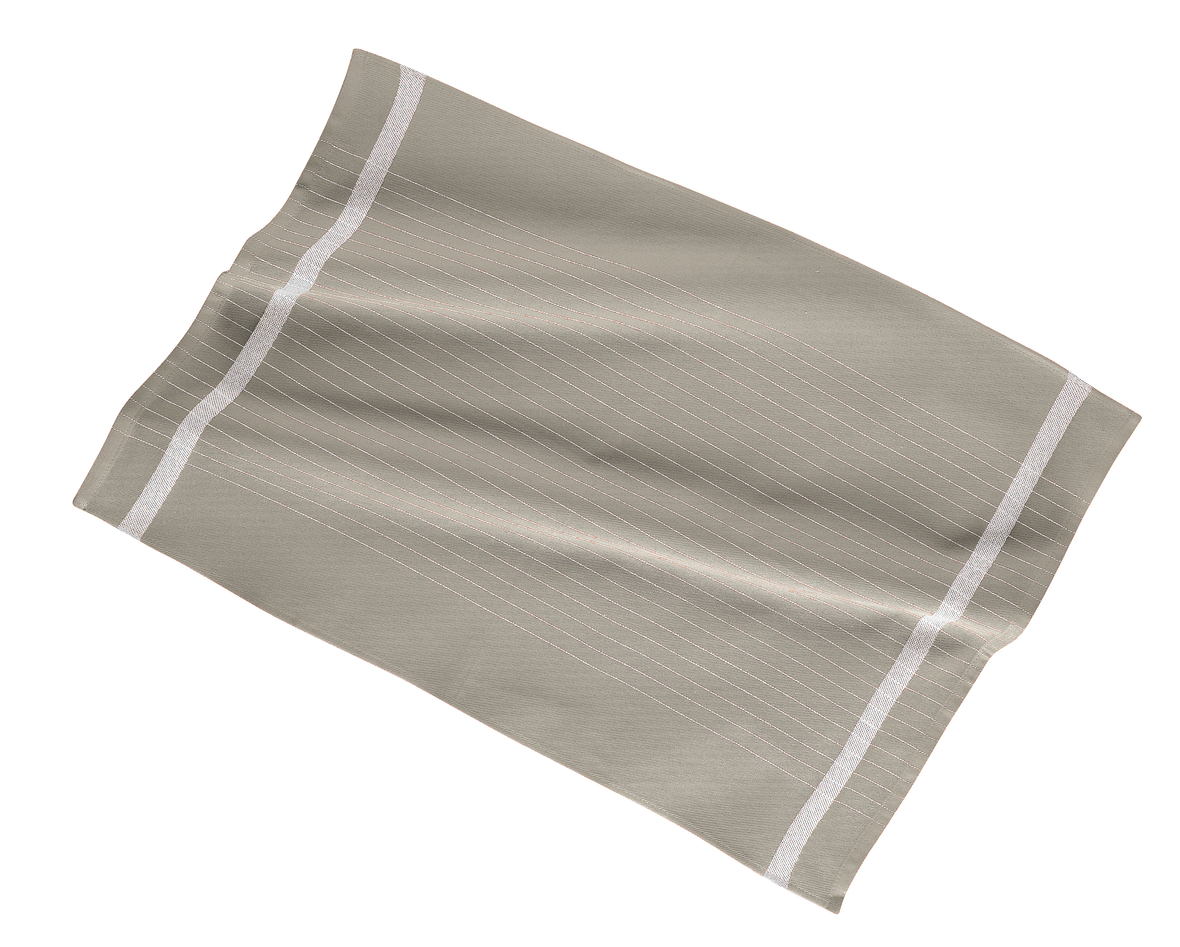 Keukenhanddoek 50x70cm, set3,stripe coloured center, taupe
