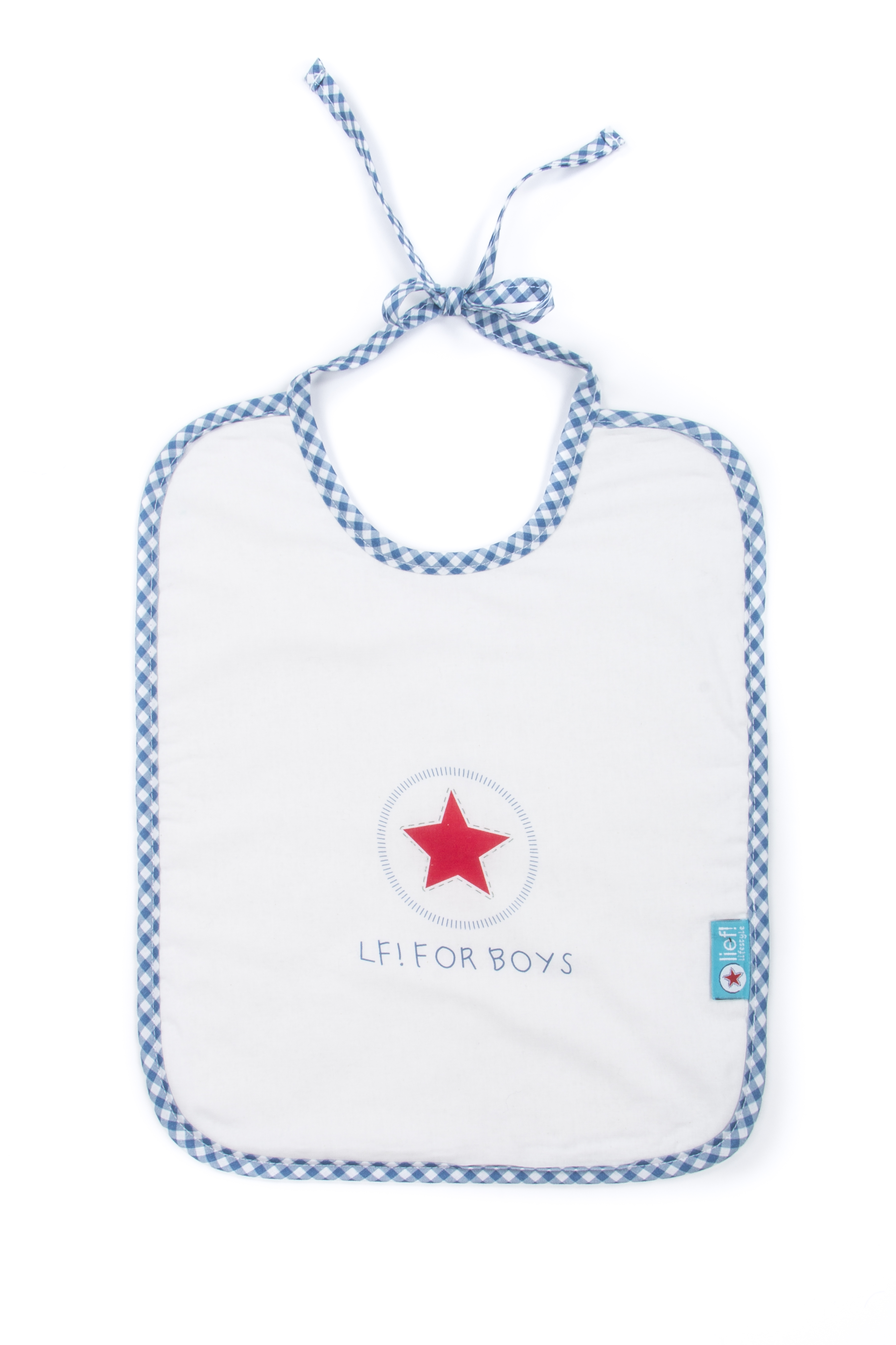 Bib with straps Boy, uni white, 35x27 cm