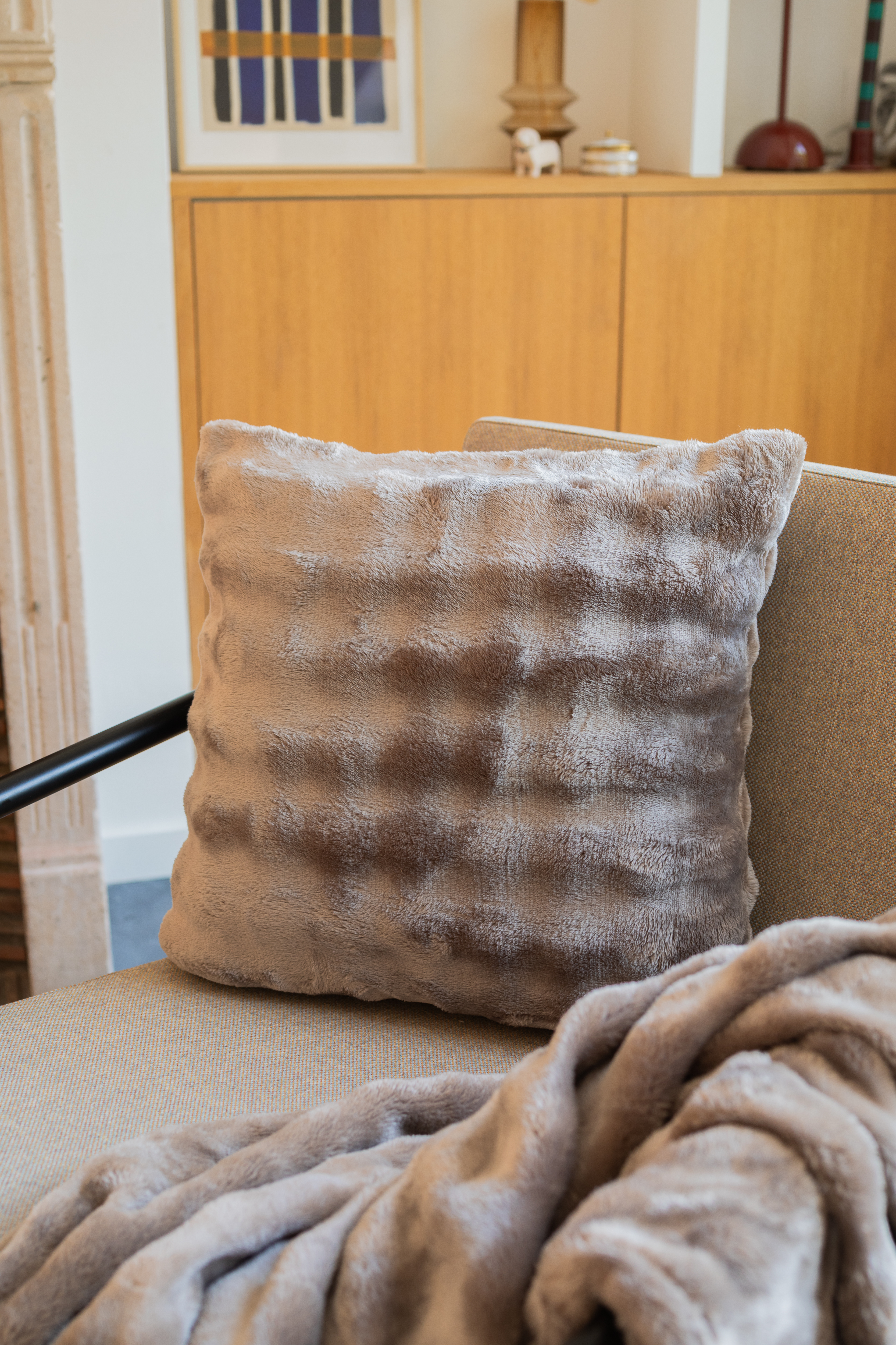 Coussin décoratif (rempli) WAVE - 45x45cm, taupe
