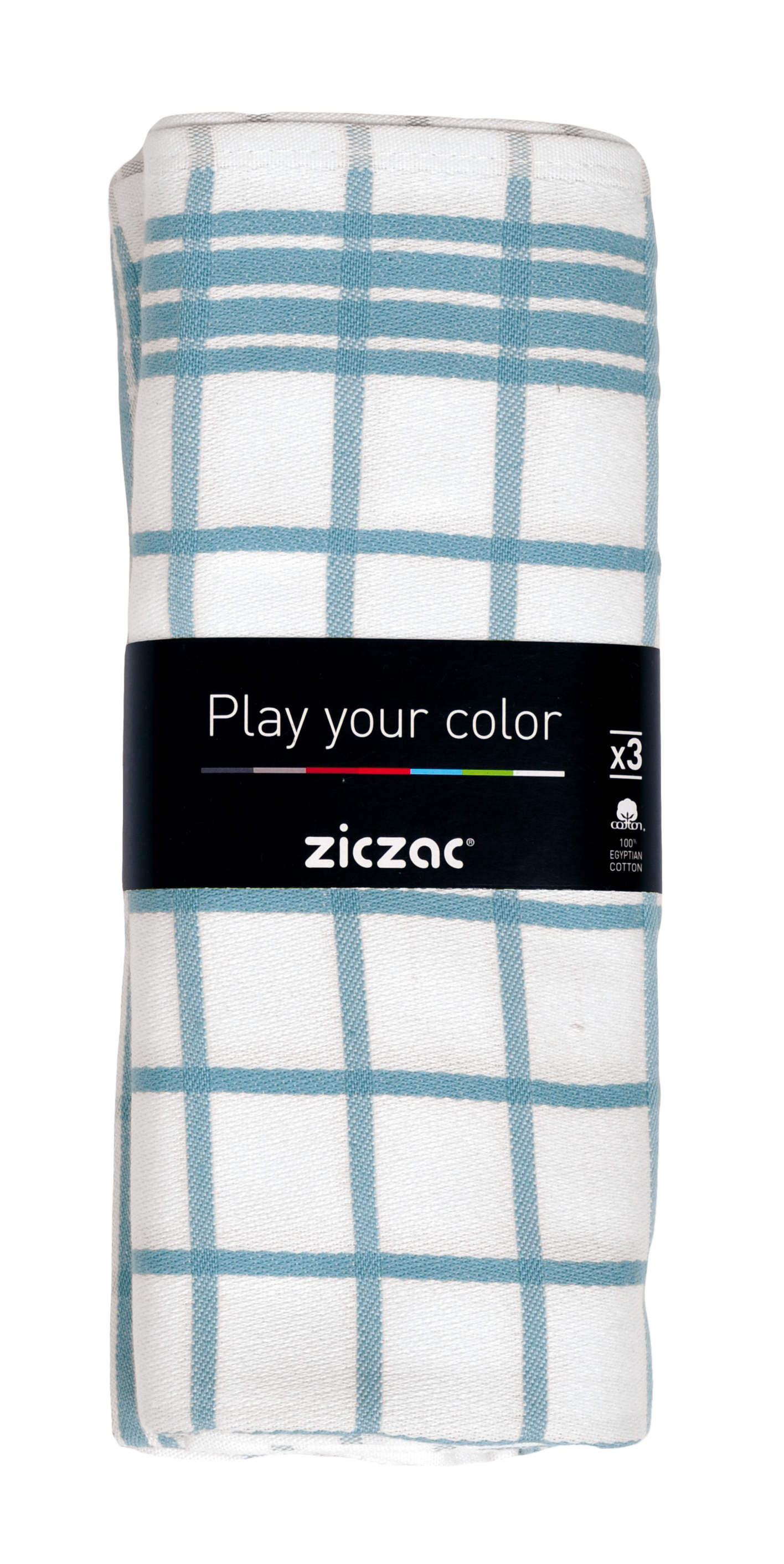 Kitchen towel 50x70cm, set3,check white center, soft blue
