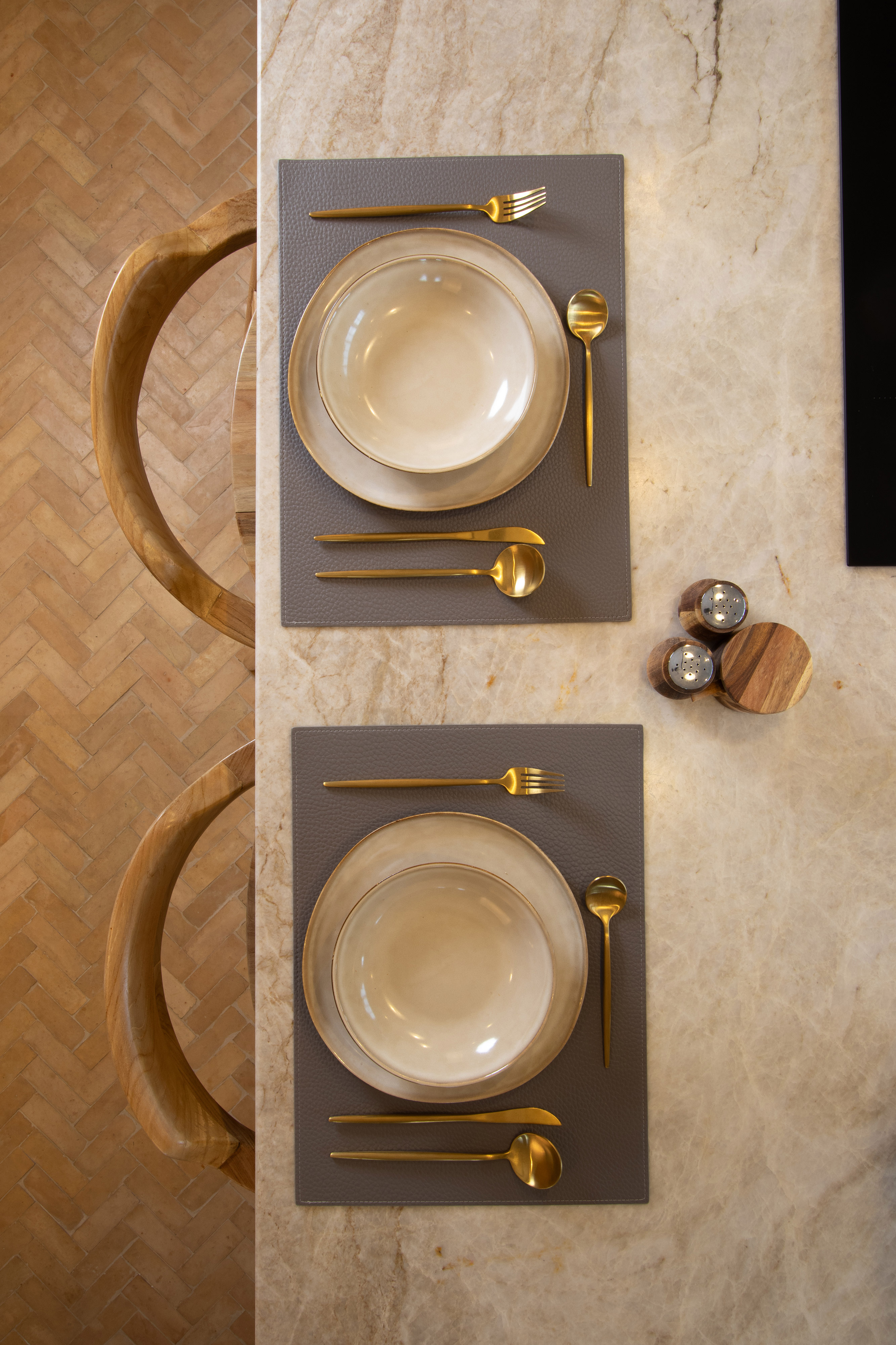 Set de table GAVIN - double face - 33x45 cm, gris