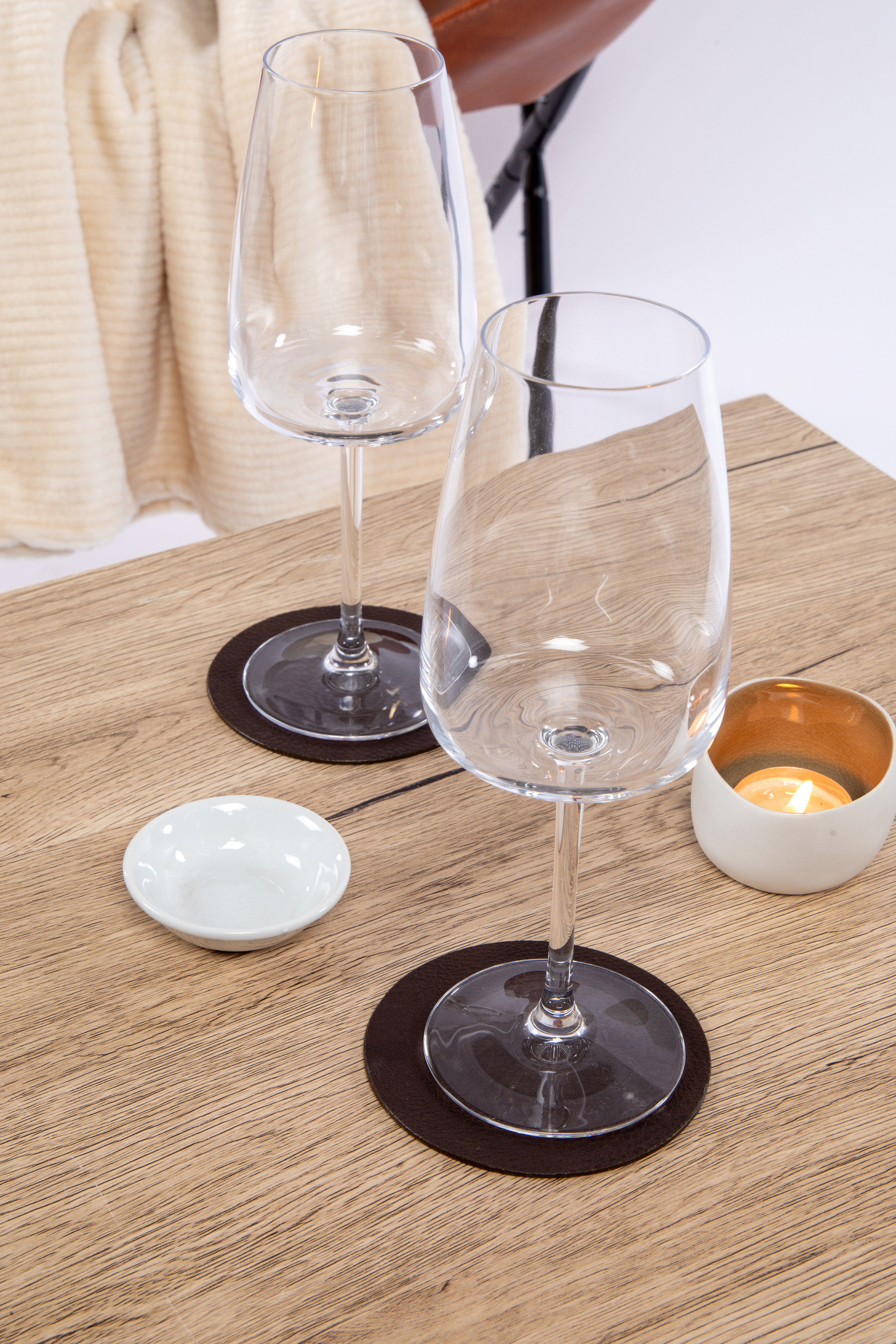 Dessous de verre TROJA – SET/4 – Dia 10 cm – Rond, brun foncé