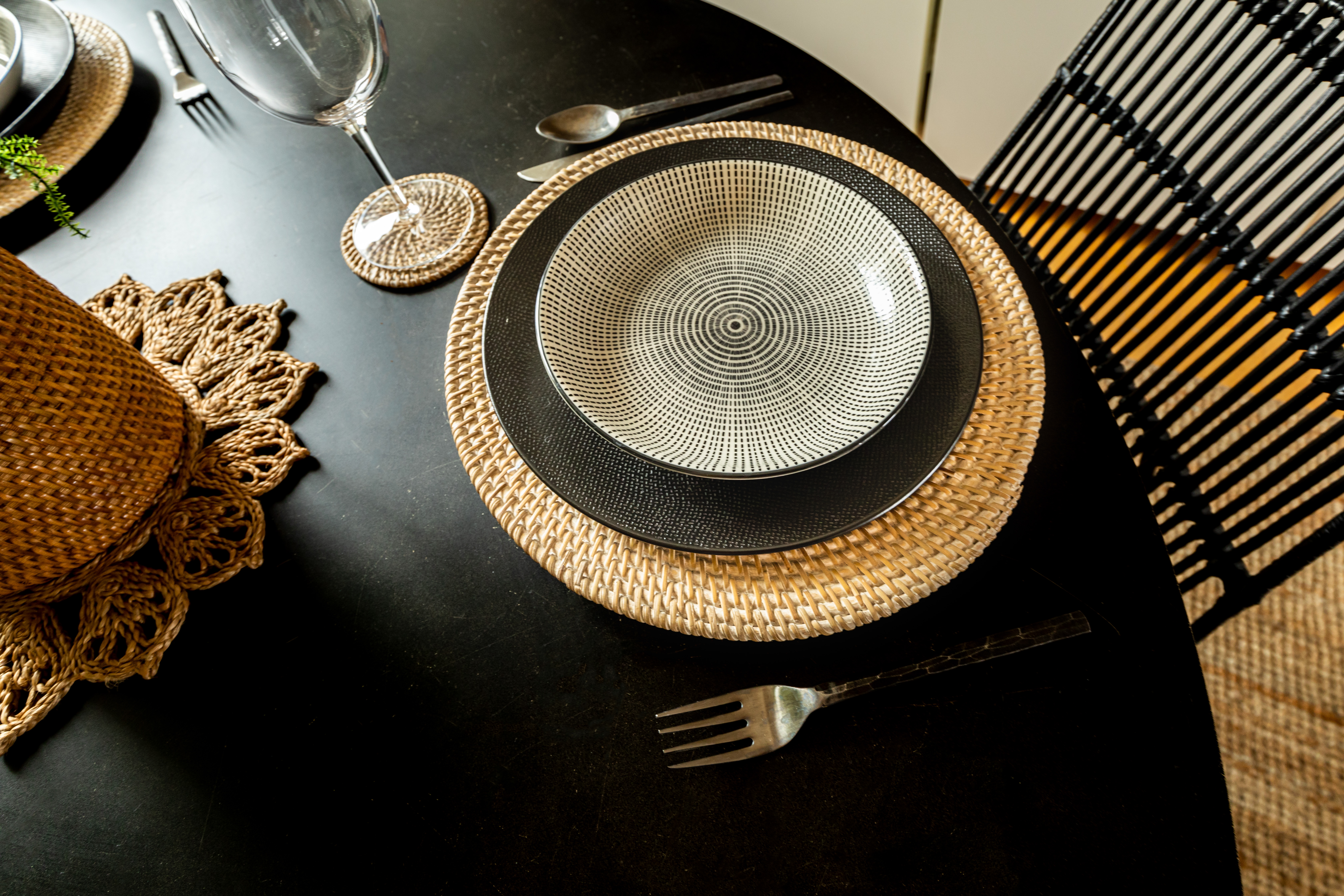 Assiette inférieure rattan  - dia 22-32 cm, blanc