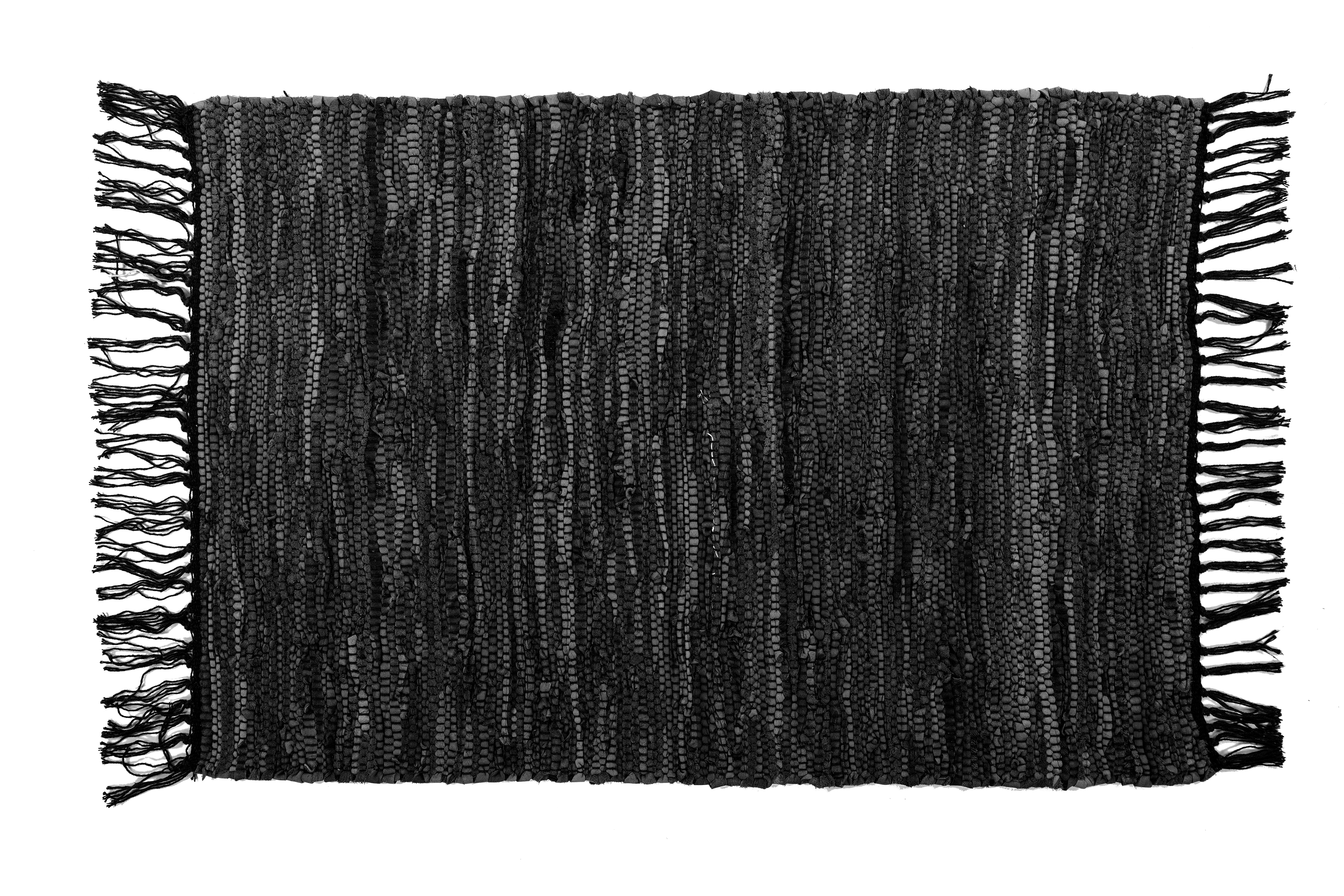 Tapijt - leder NAYYA FRINGE, 60x90cm, black