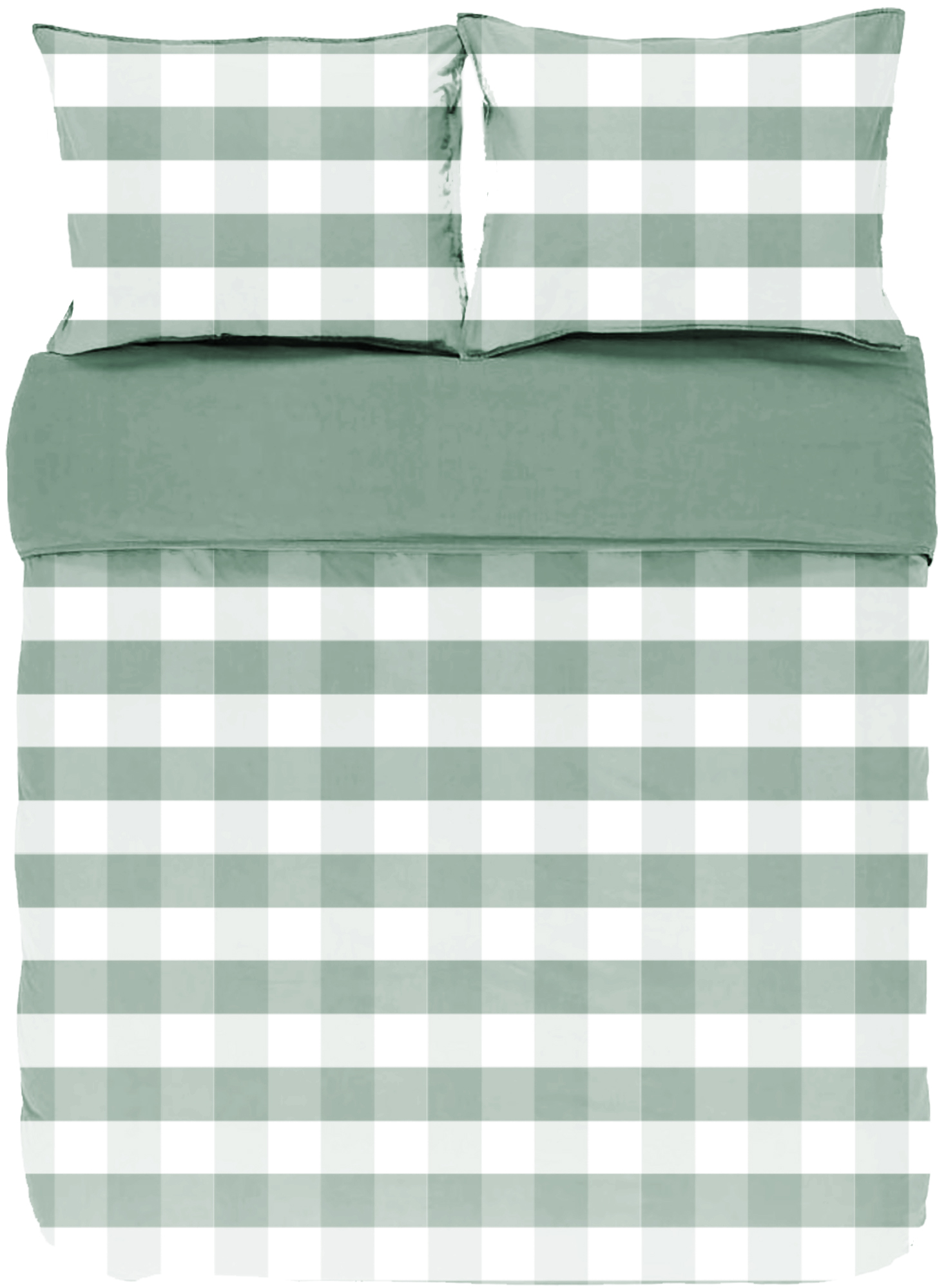 Duvet cover EMMA, Stone washed check cotton, 240x220, green
