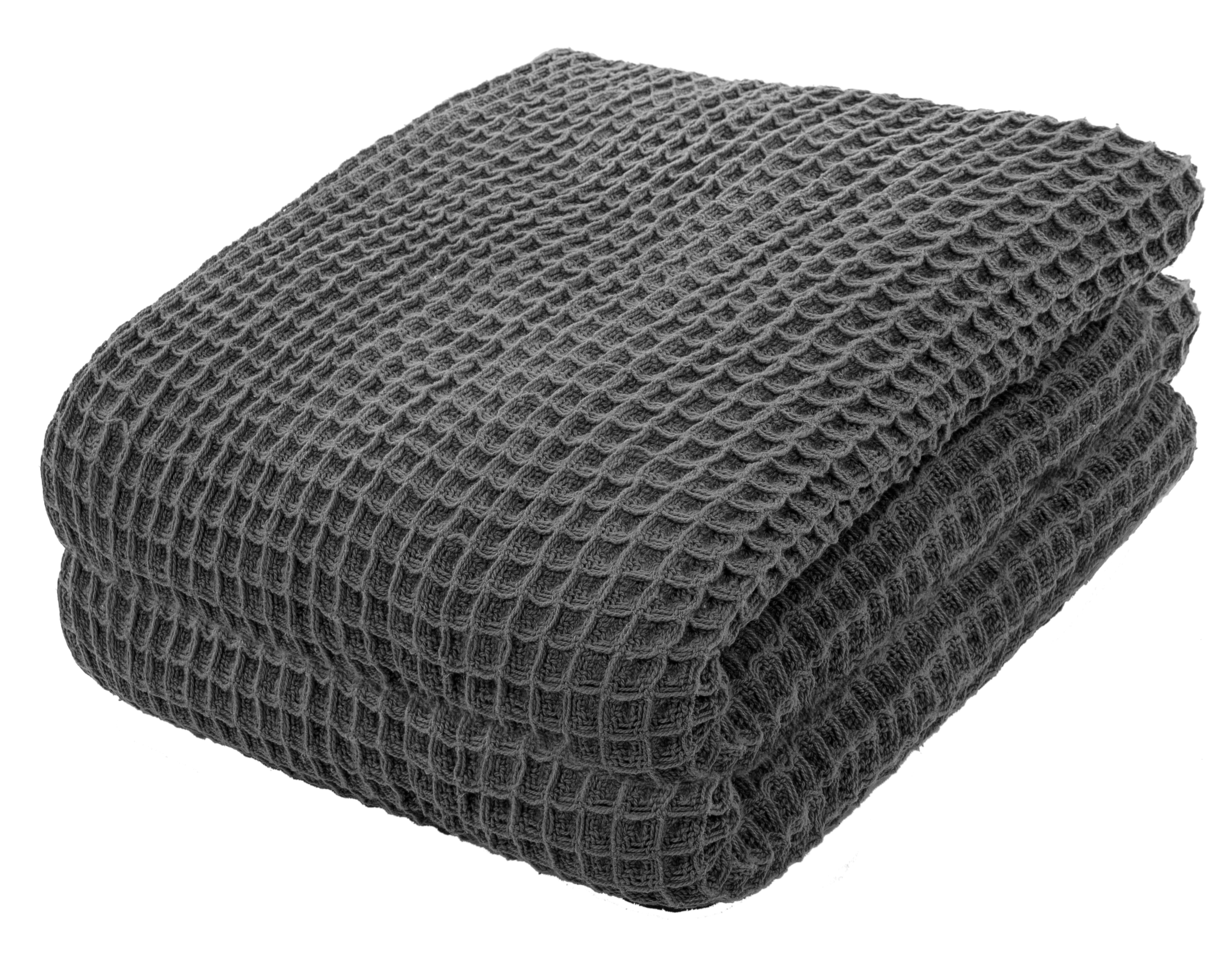 Couvre-lit coton WAFFLE250x260cm, dark grey