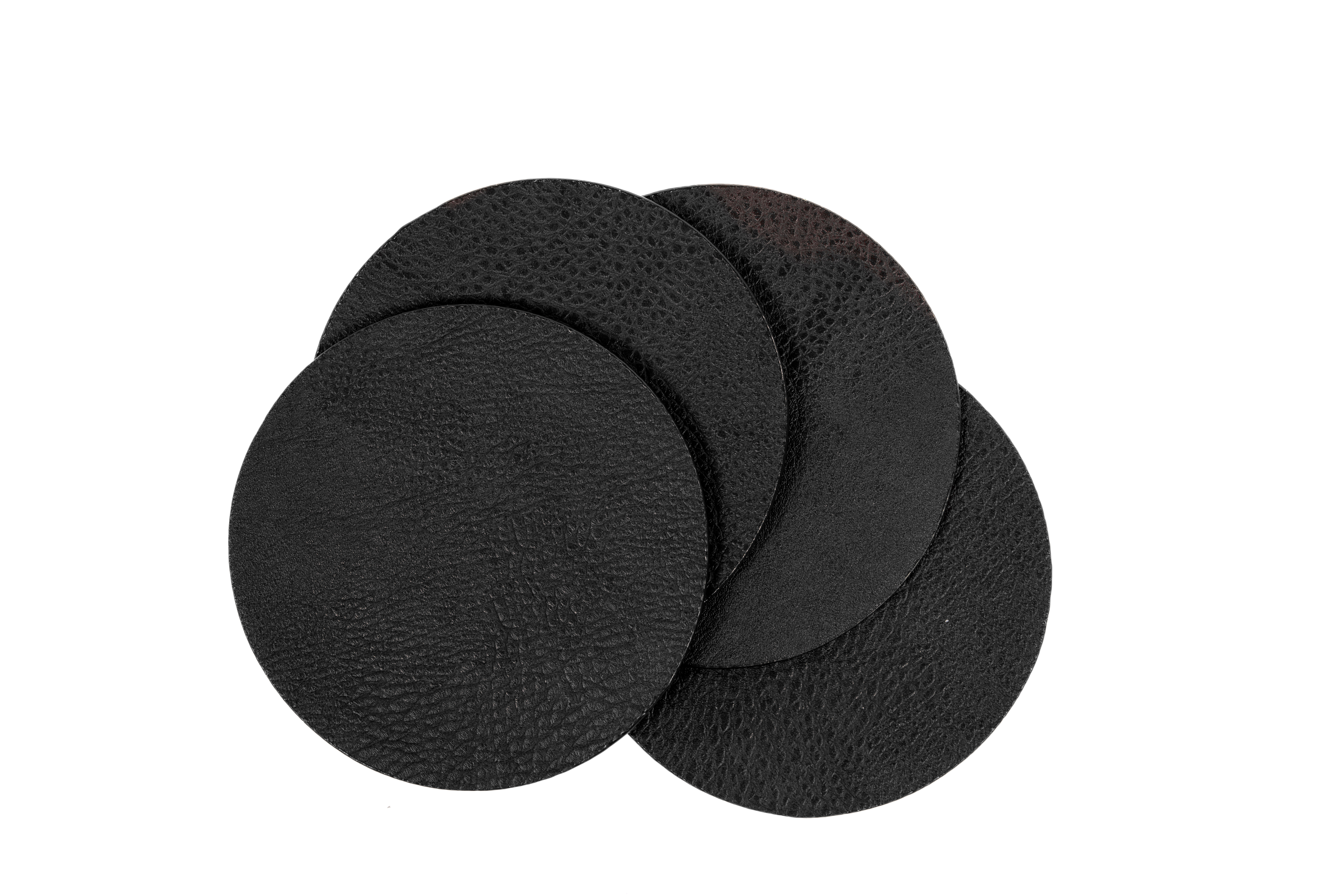 Glass coaster TROJA - SET/4 - Dia 10 cm - Round, black