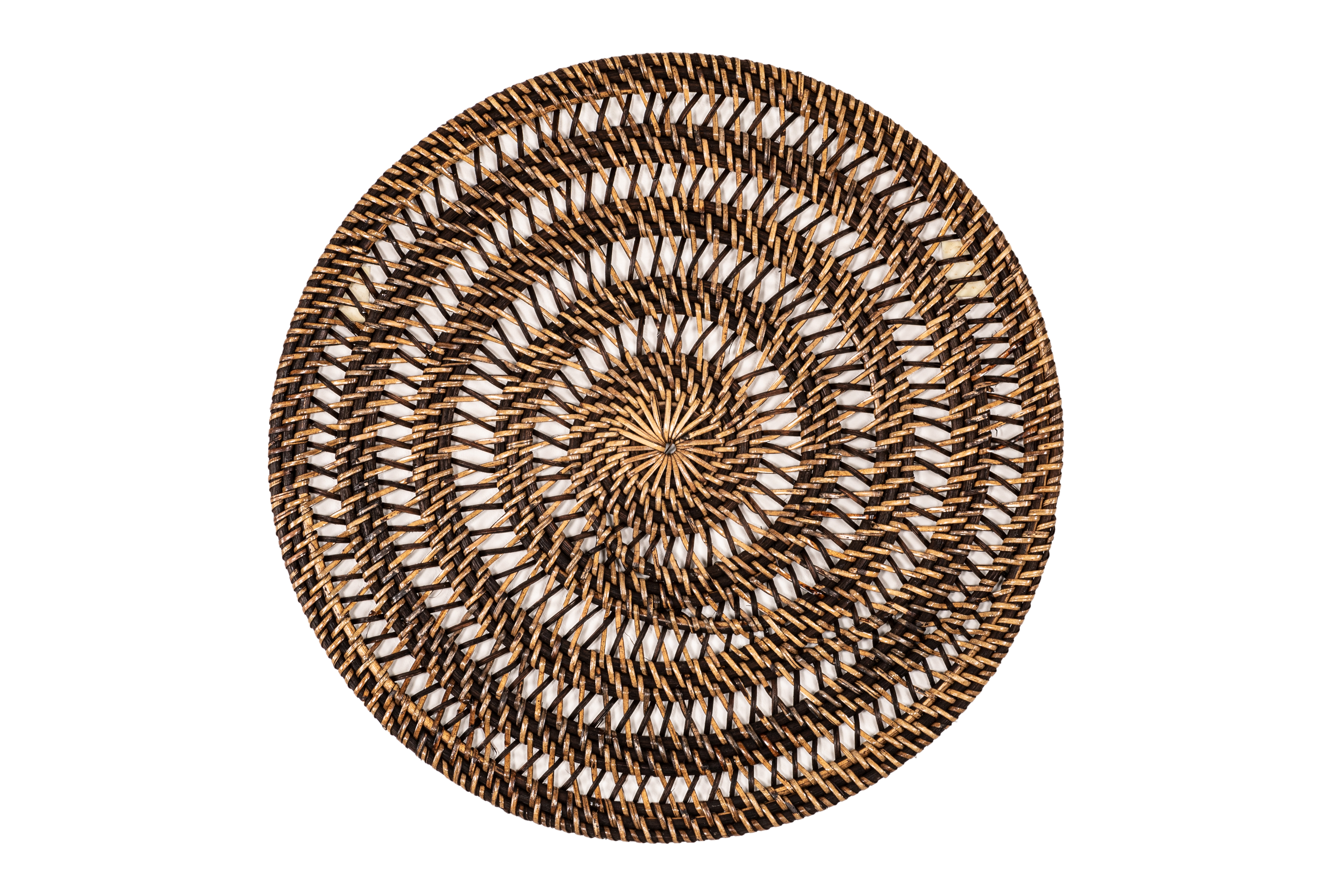 Placemat rattan, round - dia 36 cm - SPIRAL, dark brown 