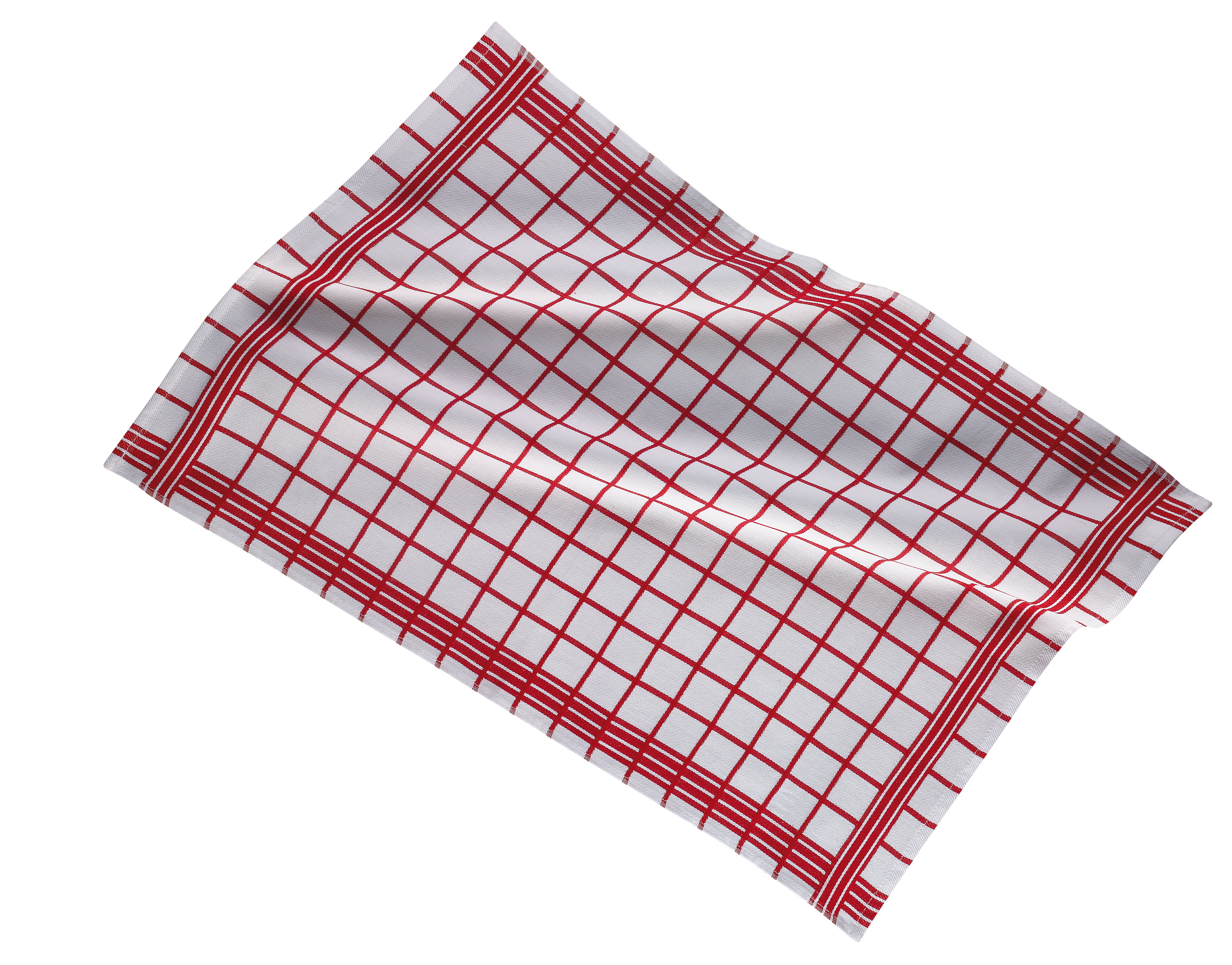 Kitchen towel 50x70cm, set3,check white center, red
