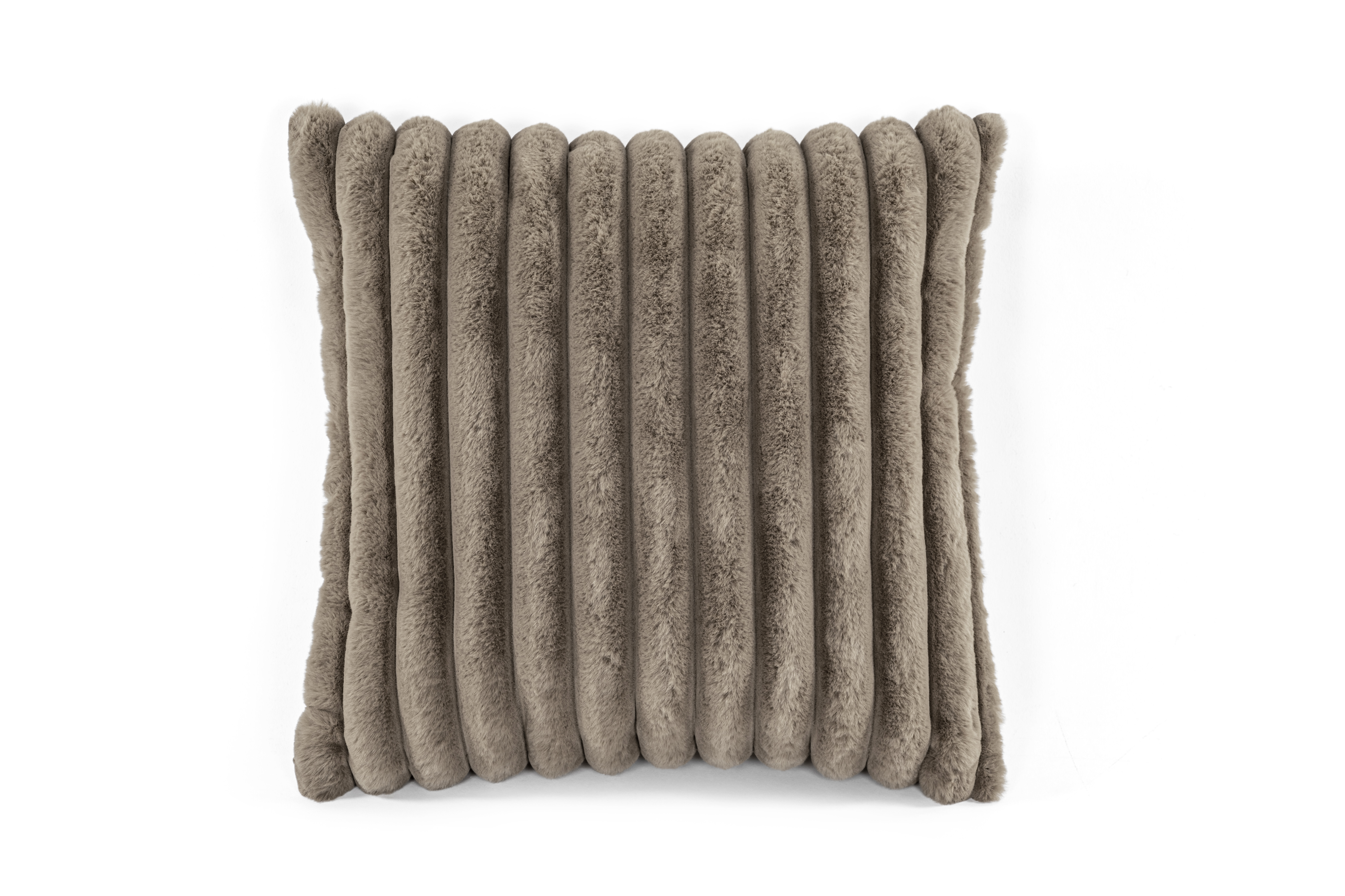 Cushion (filled) Rabbit stripe fur - 45x45cm, taupe