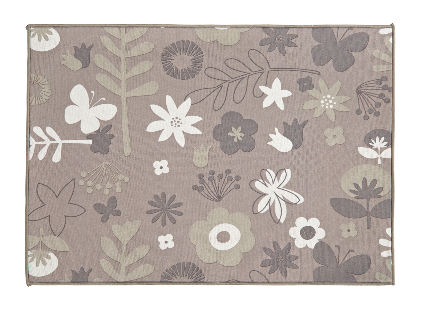 Placemat floral CC neoprene  33x45cm, taupe, 4mm photoprint