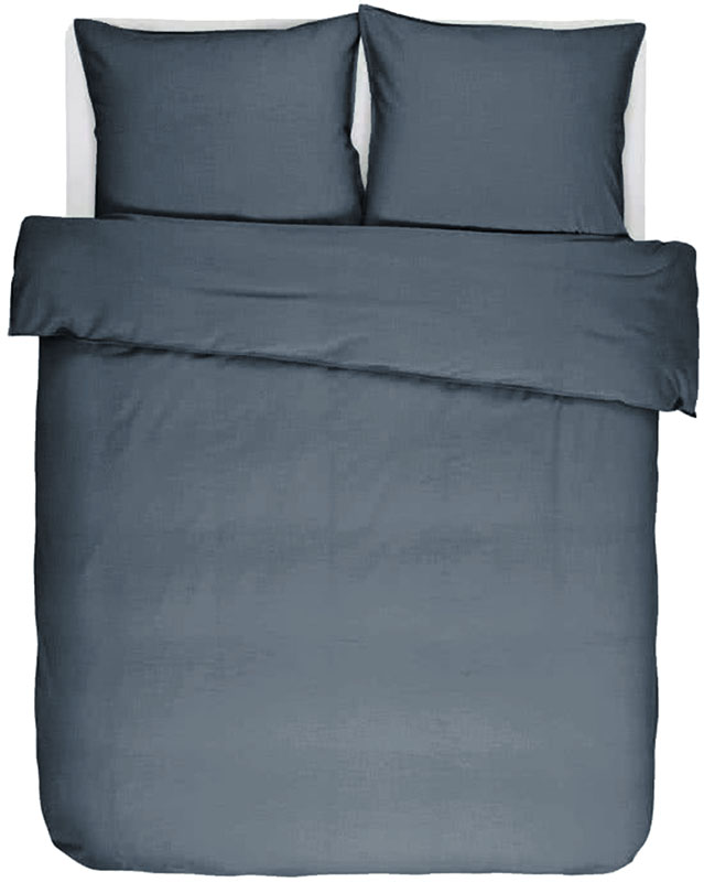 Housse de couette IRIS, Stone washed uni coton, 240x220, bleu