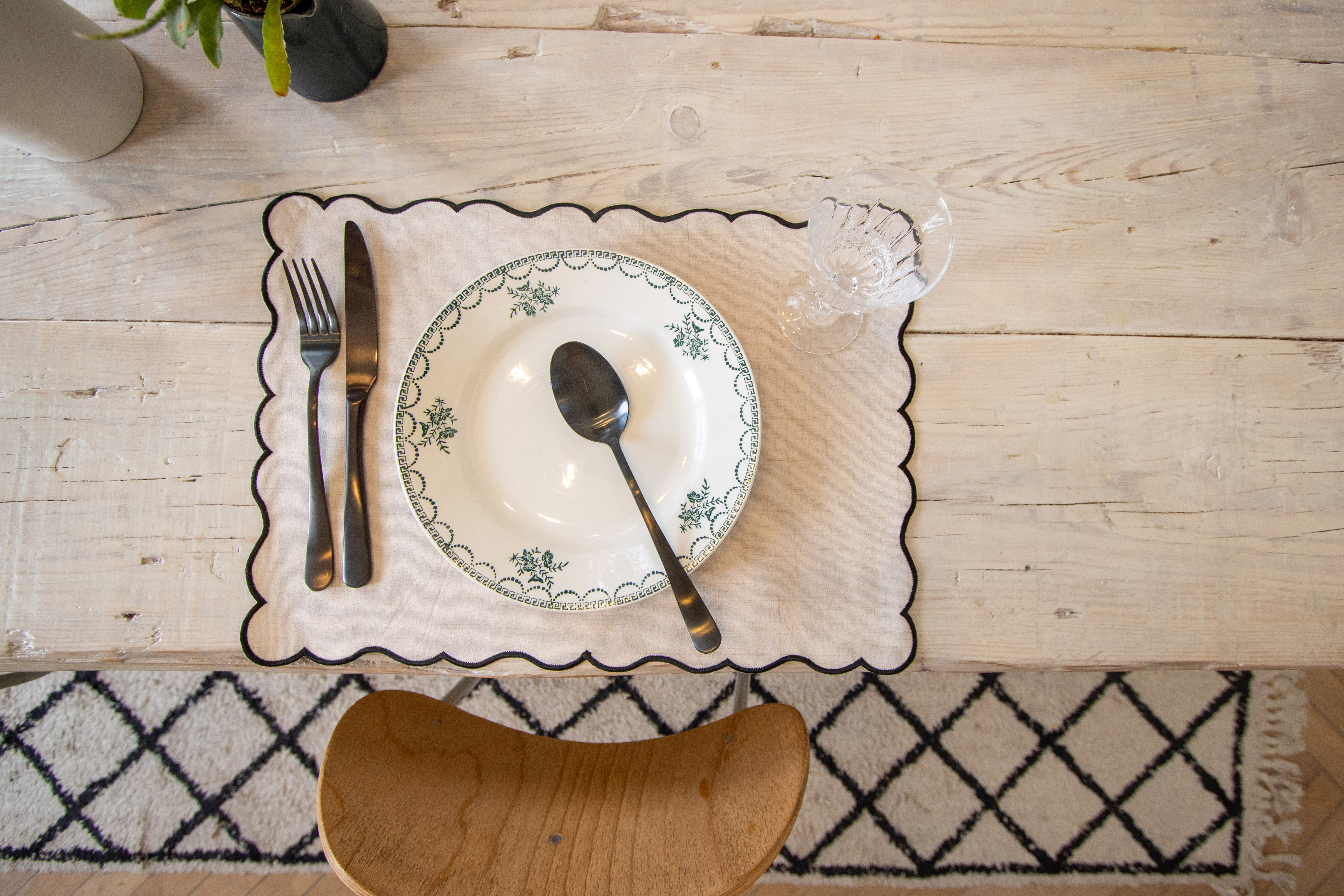 Placemat NOURA - linen - 30x43 cm, black