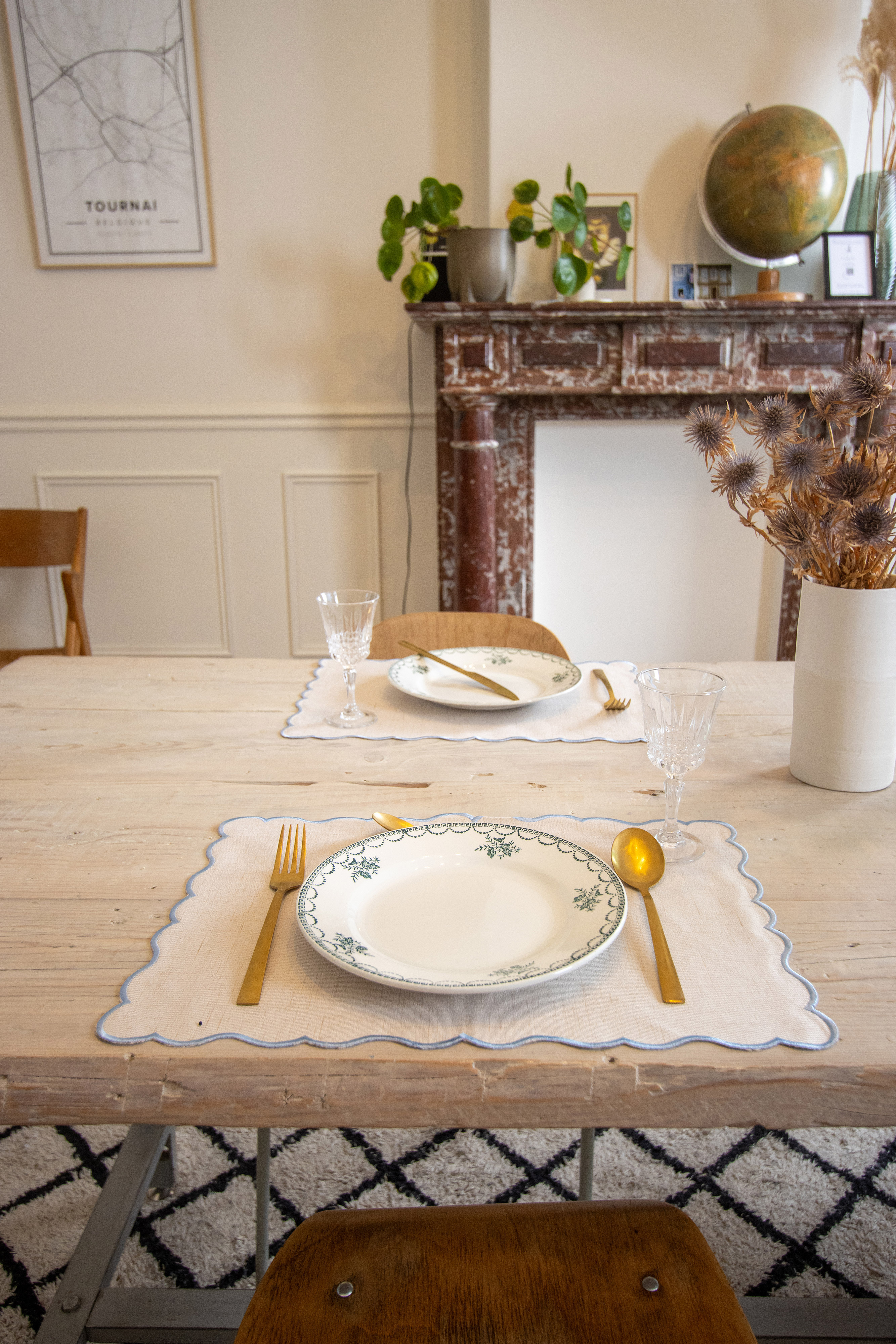 Placemat NOURA - linnen - 30x43 cm, blauw