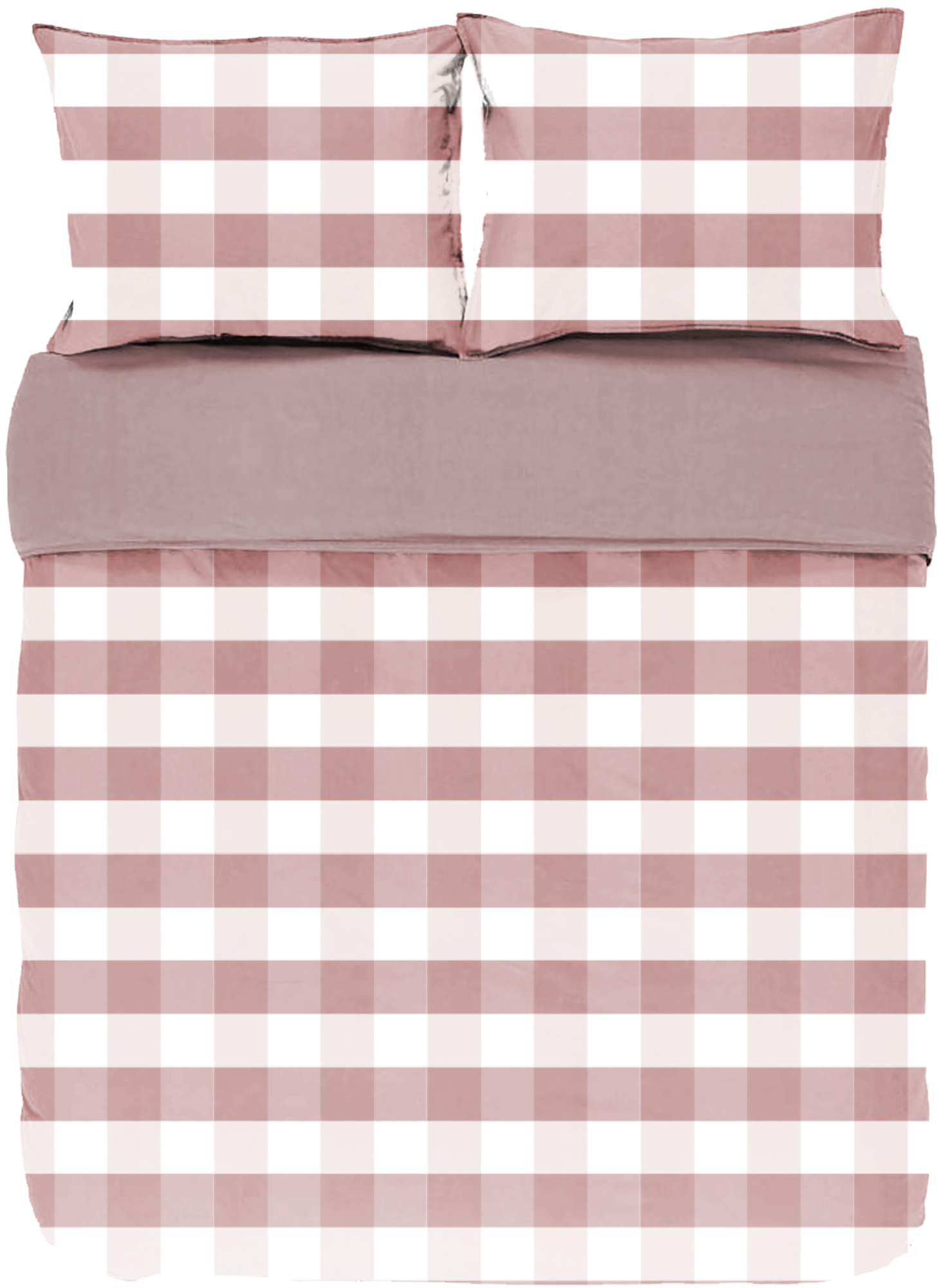 Duvet cover EMMA, Stone washed check cotton, 240x220, mauve