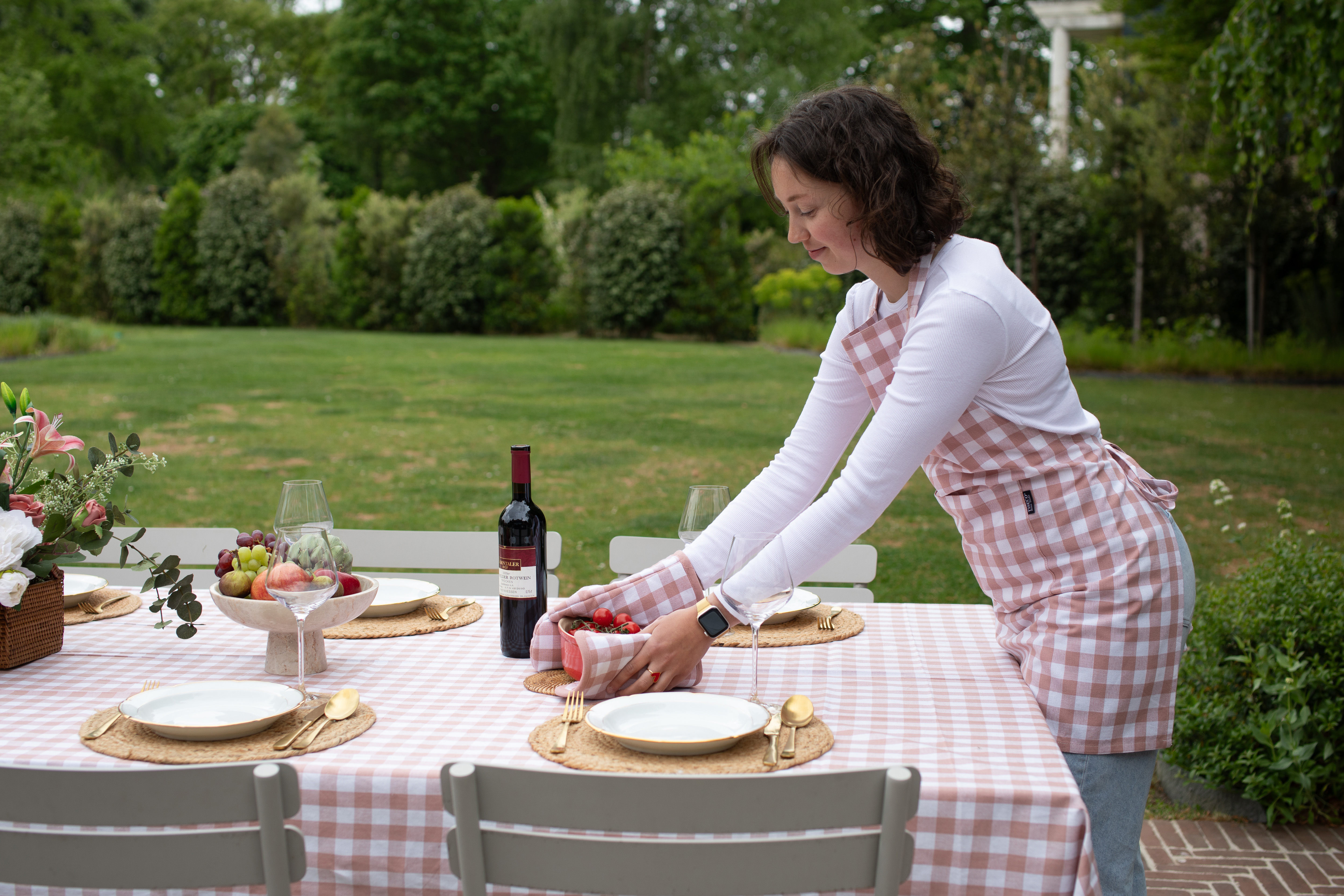 Table cloth GINGHAM - 150x300 cm, pink
