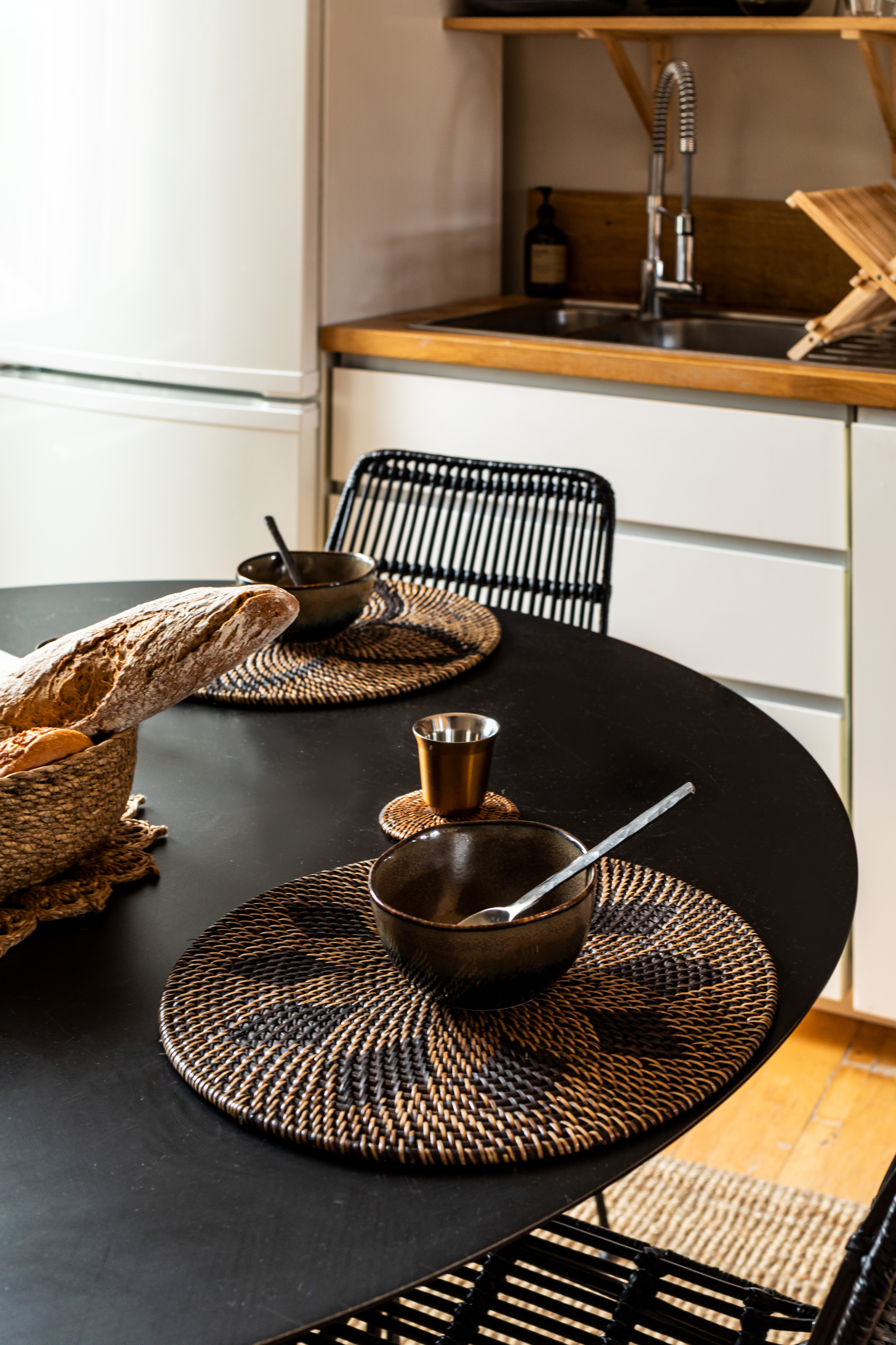 Placemat RATTAN YIN YANG - Rond- Dia 36 cm, donkerbruin
