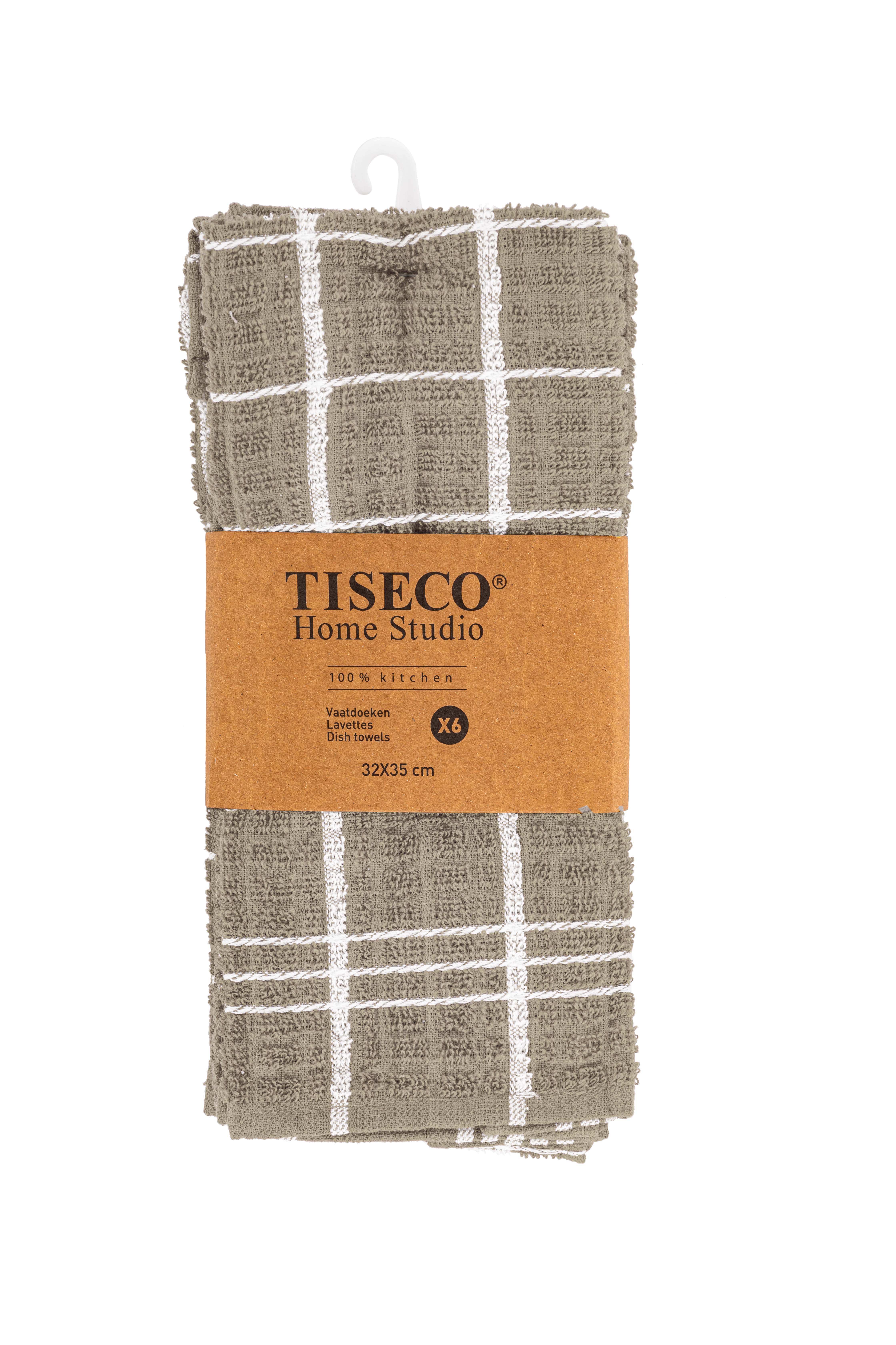 Torchon vaisselle OMAN - SET/6 -  32x35 cm, taupe