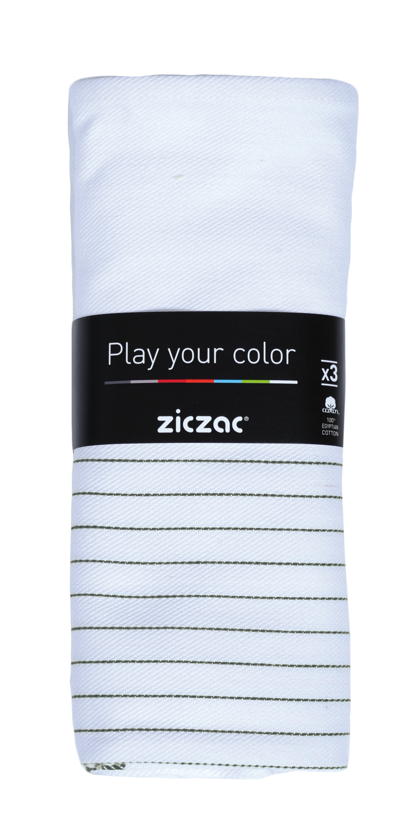 Keukenhanddoek 50x70cm, set3,stripe white center, black