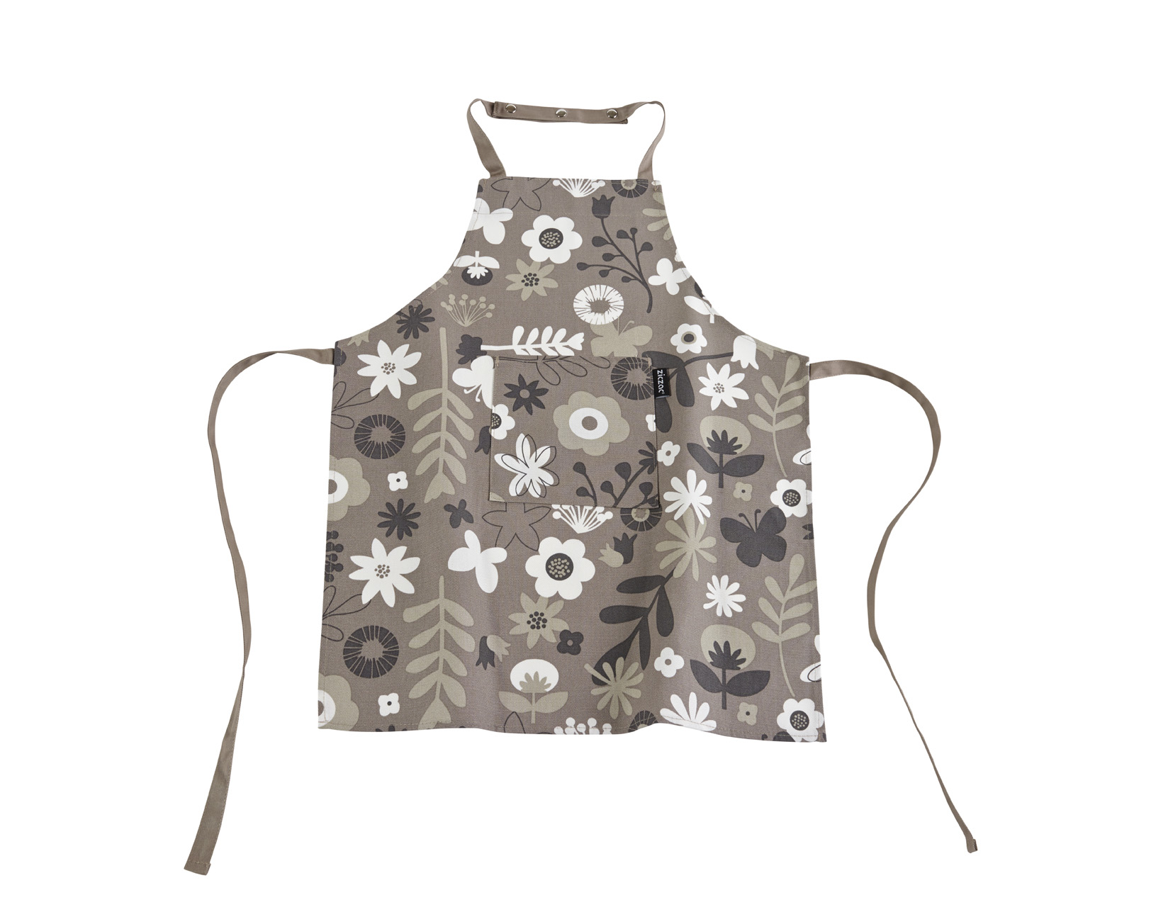 Tablier enfant floral CC 52x63cm, taupe