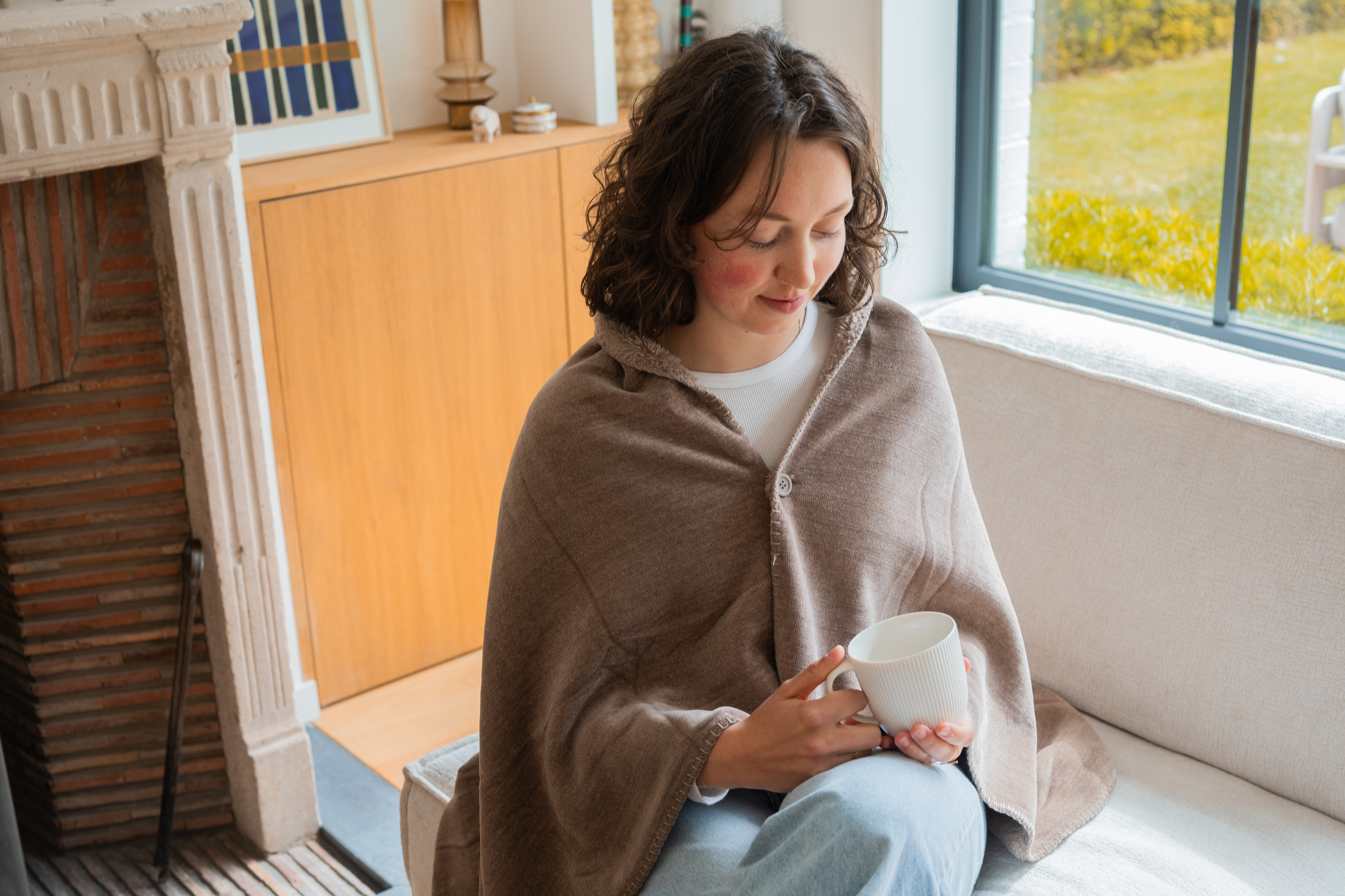 Poncho TOMO - one size - 130x80 cm, taupe