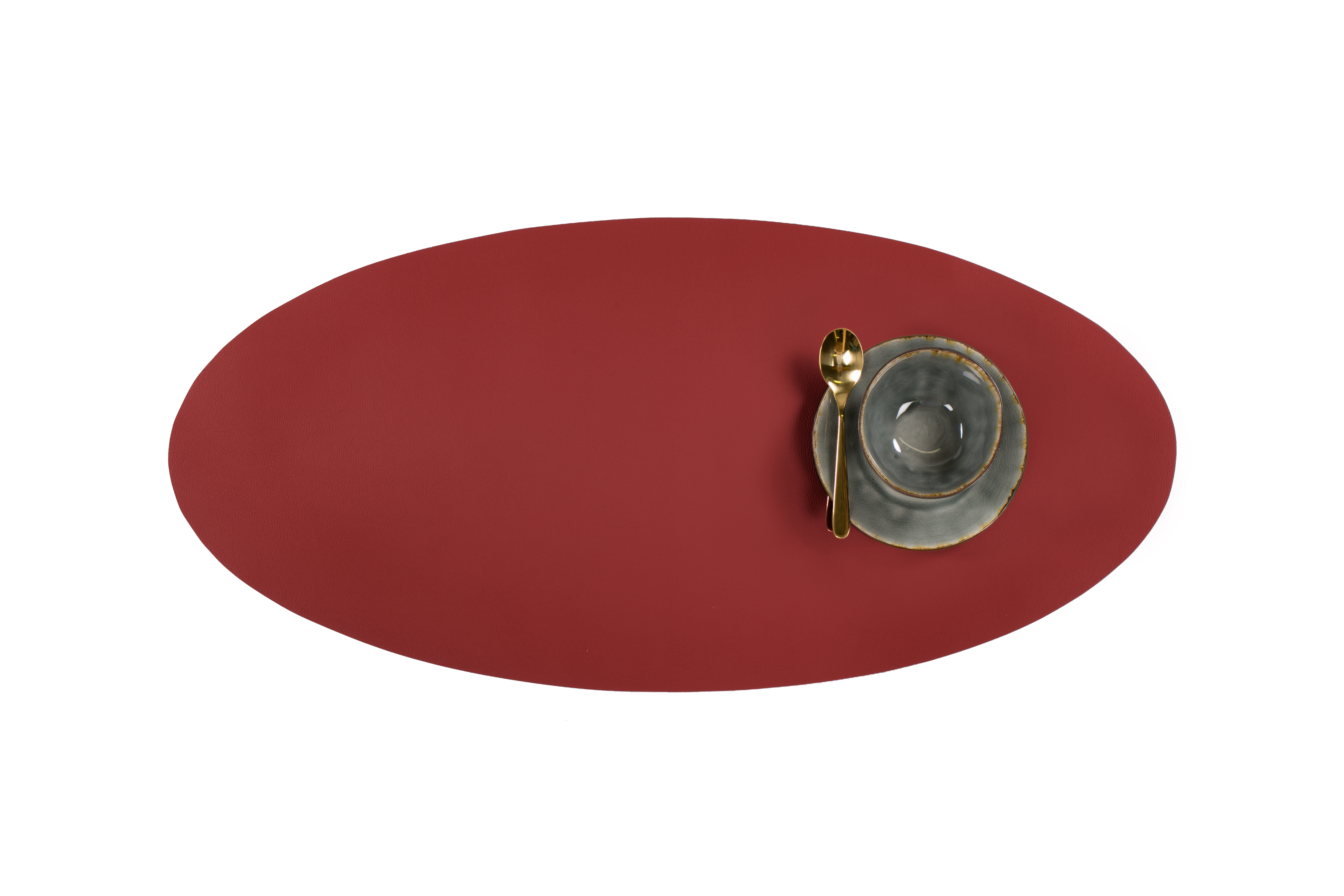 Centerpiece mat oval -Leather look imitation  33X70cm, red