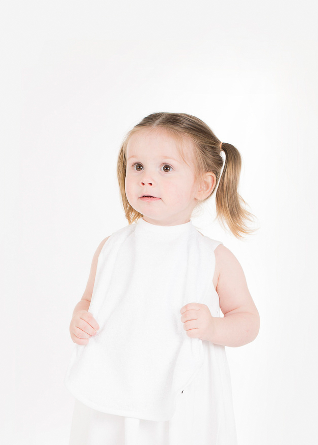 Bavoir de bébé avec des rubans, 28x37 cm, blanc