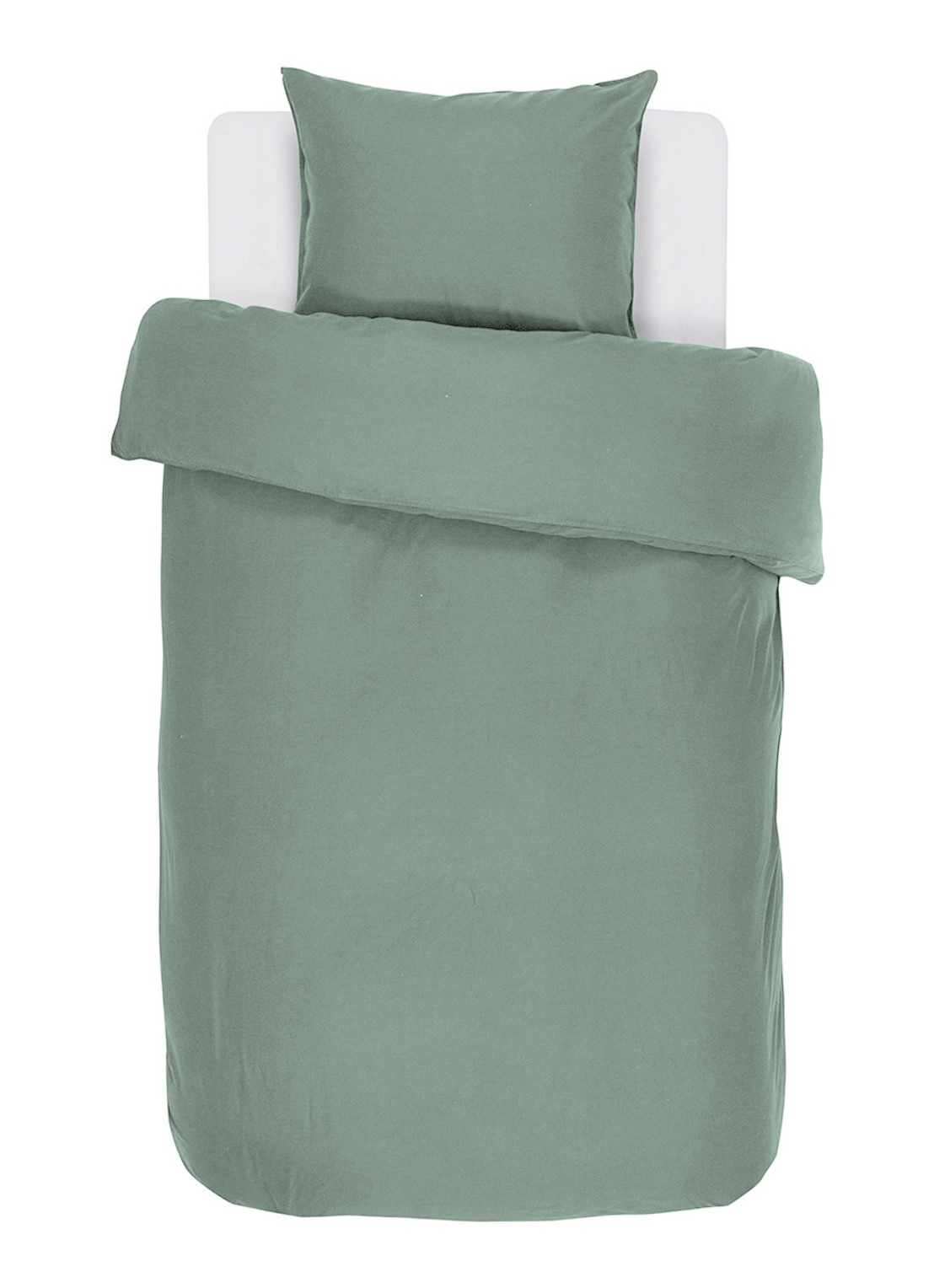 Housse de couette  IRIS, Stone washed uni coton, 140x200, vert