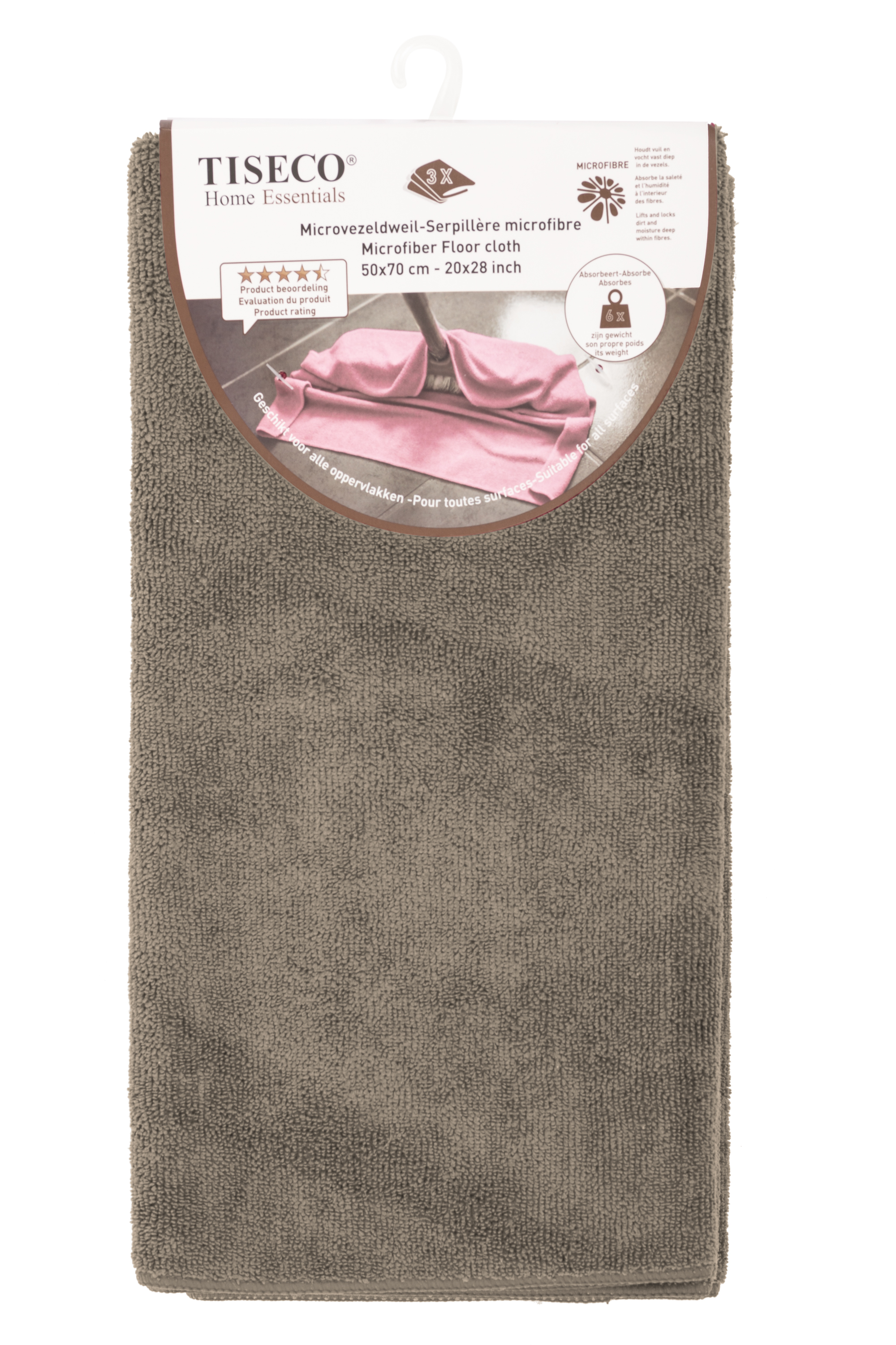Mop cloth - SET/3 - microfibre - 50x70 cm, taupe