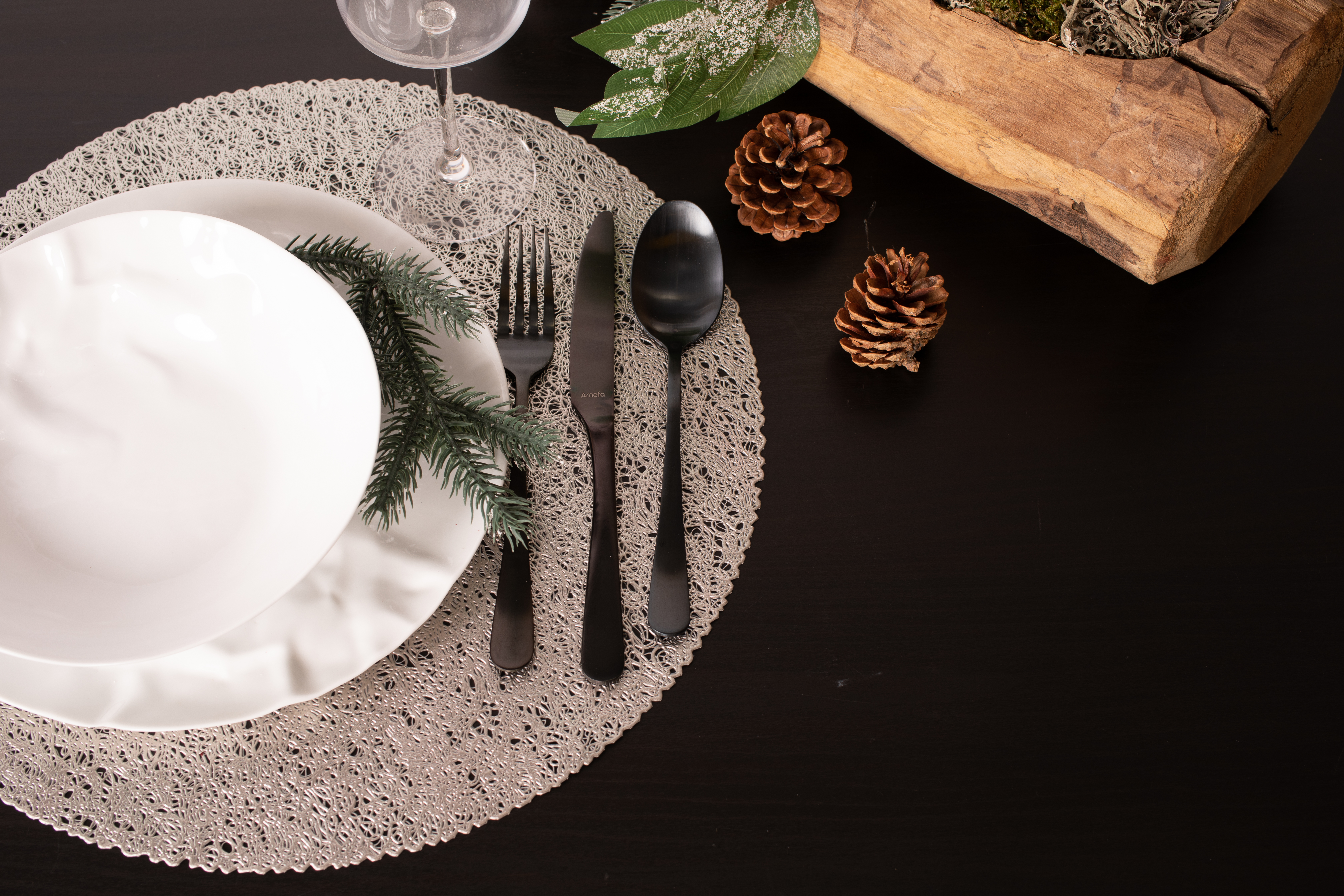 Set de table spaghetti round, 40 cm, silver