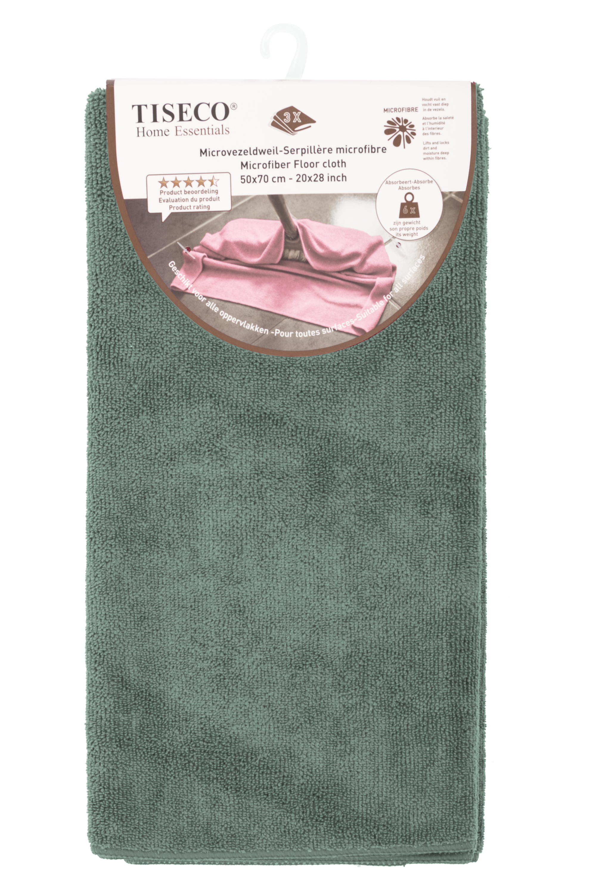Mop cloth - SET/3 - microfibre - 50x70 cm, green