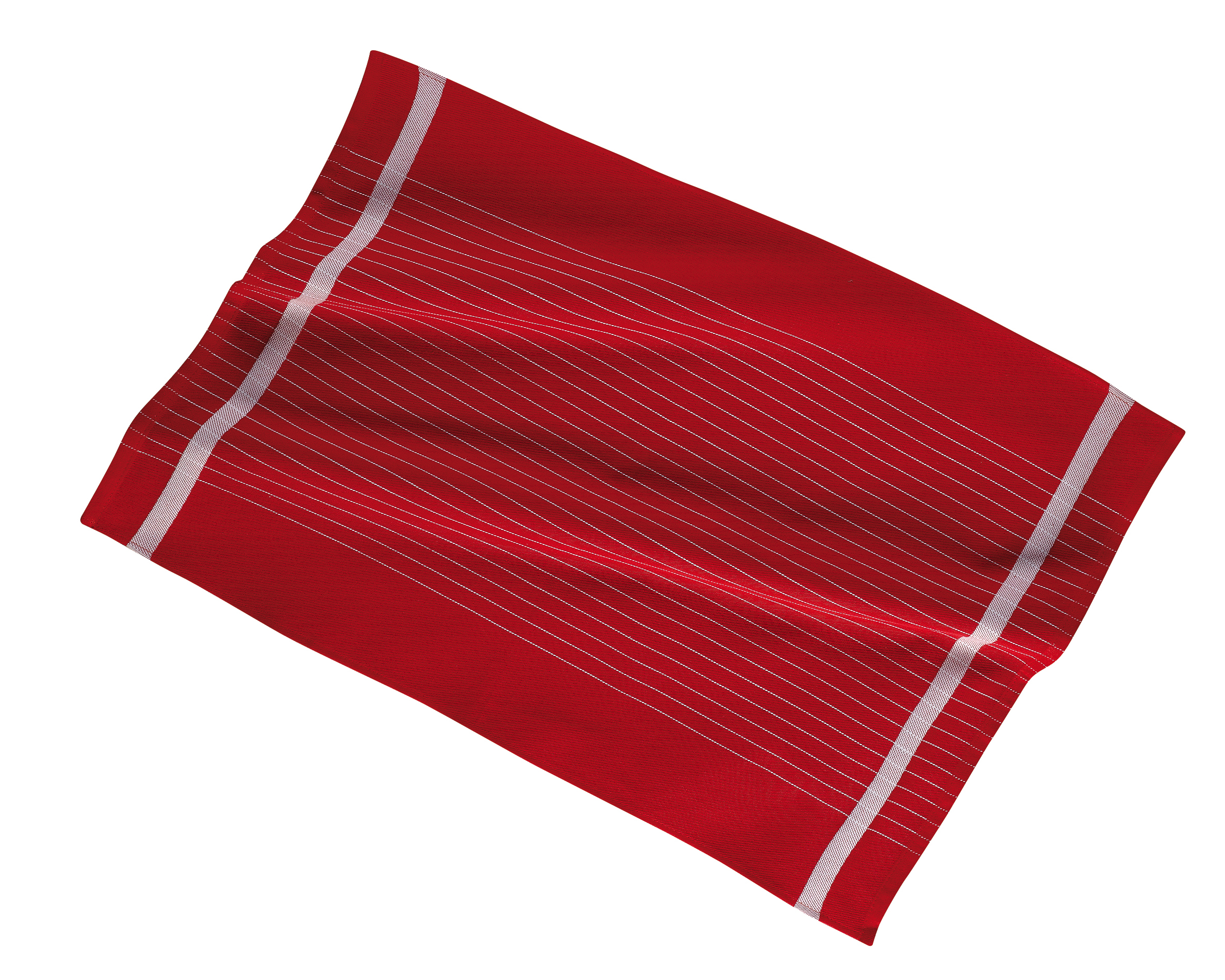Kitchen towel 50x70cm, set3,stripe coloured center, red