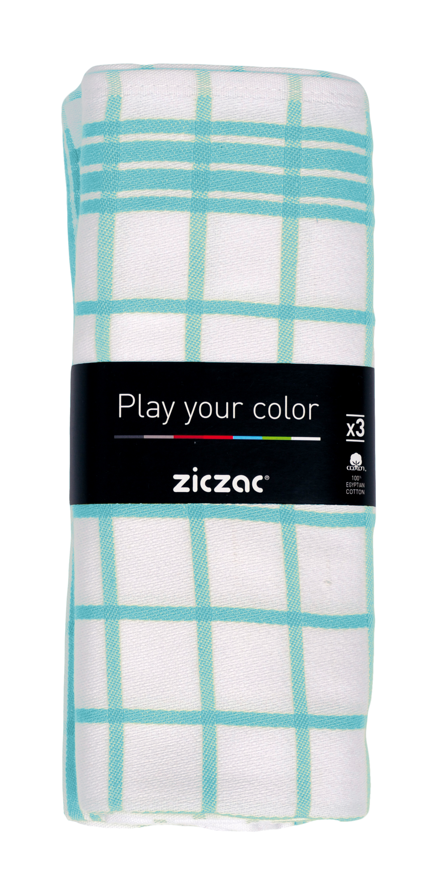 Kitchen towel 50x70cm, set3,check white center, turquoise