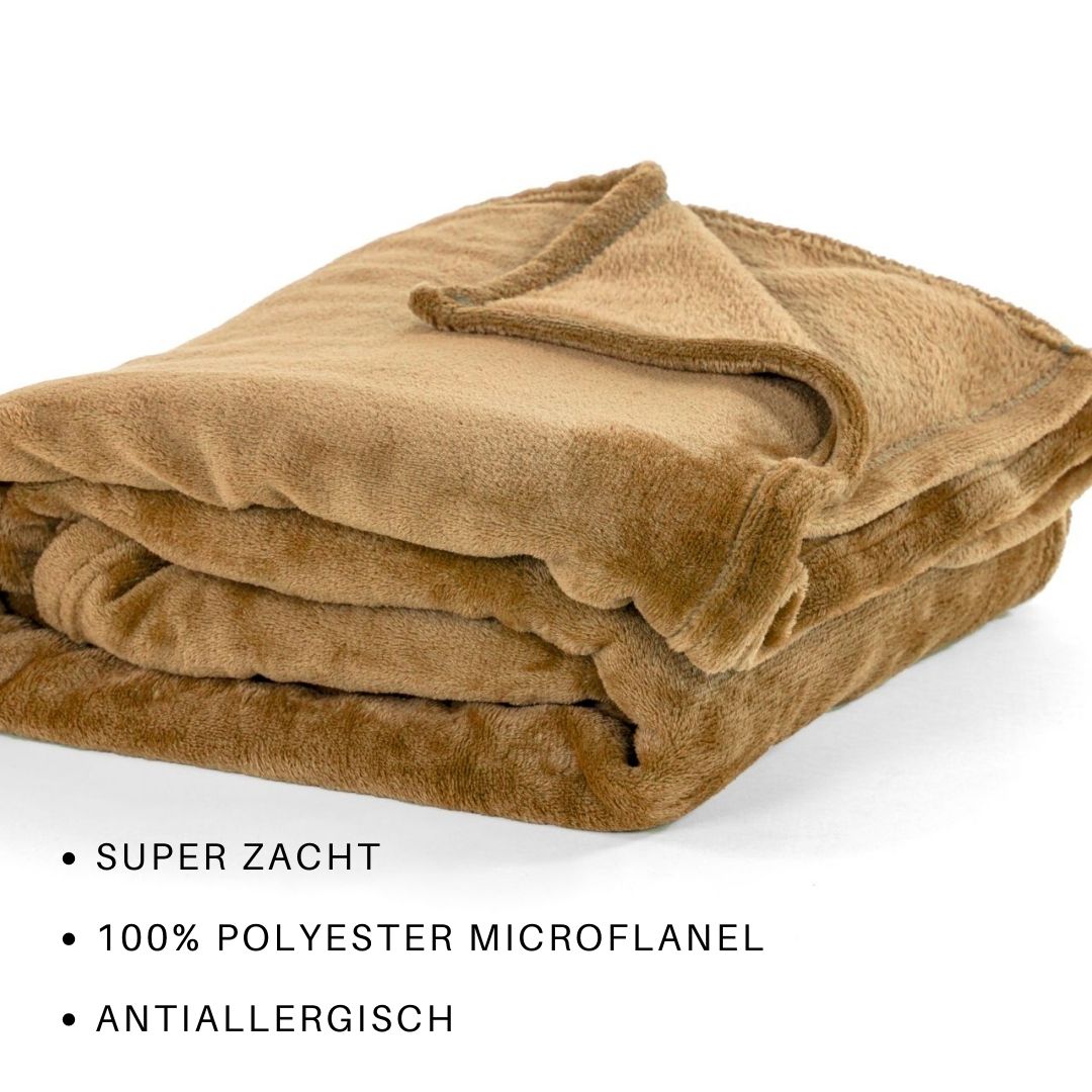 Plaid COSY Microflannel 240x220cm, indian tan