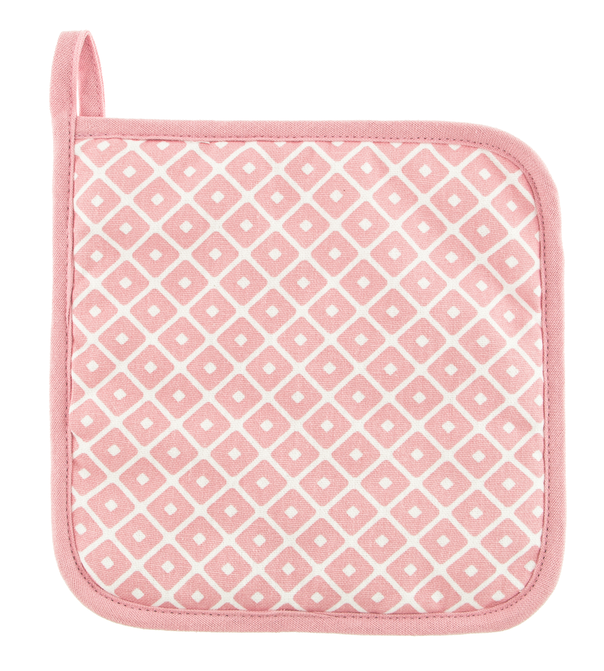 Pannenlap geo dot 20x20 met haak, soft pink set2