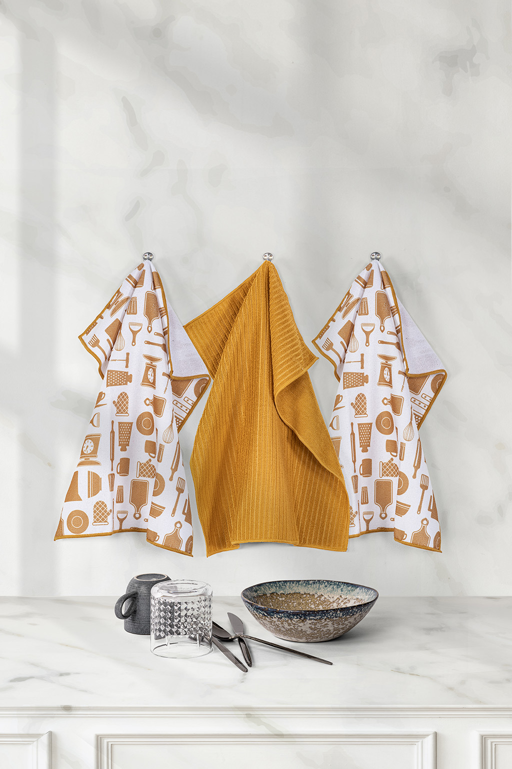 Kitchen towel ESSENTIAL, microfiber 40x48cm - Set/3, camel