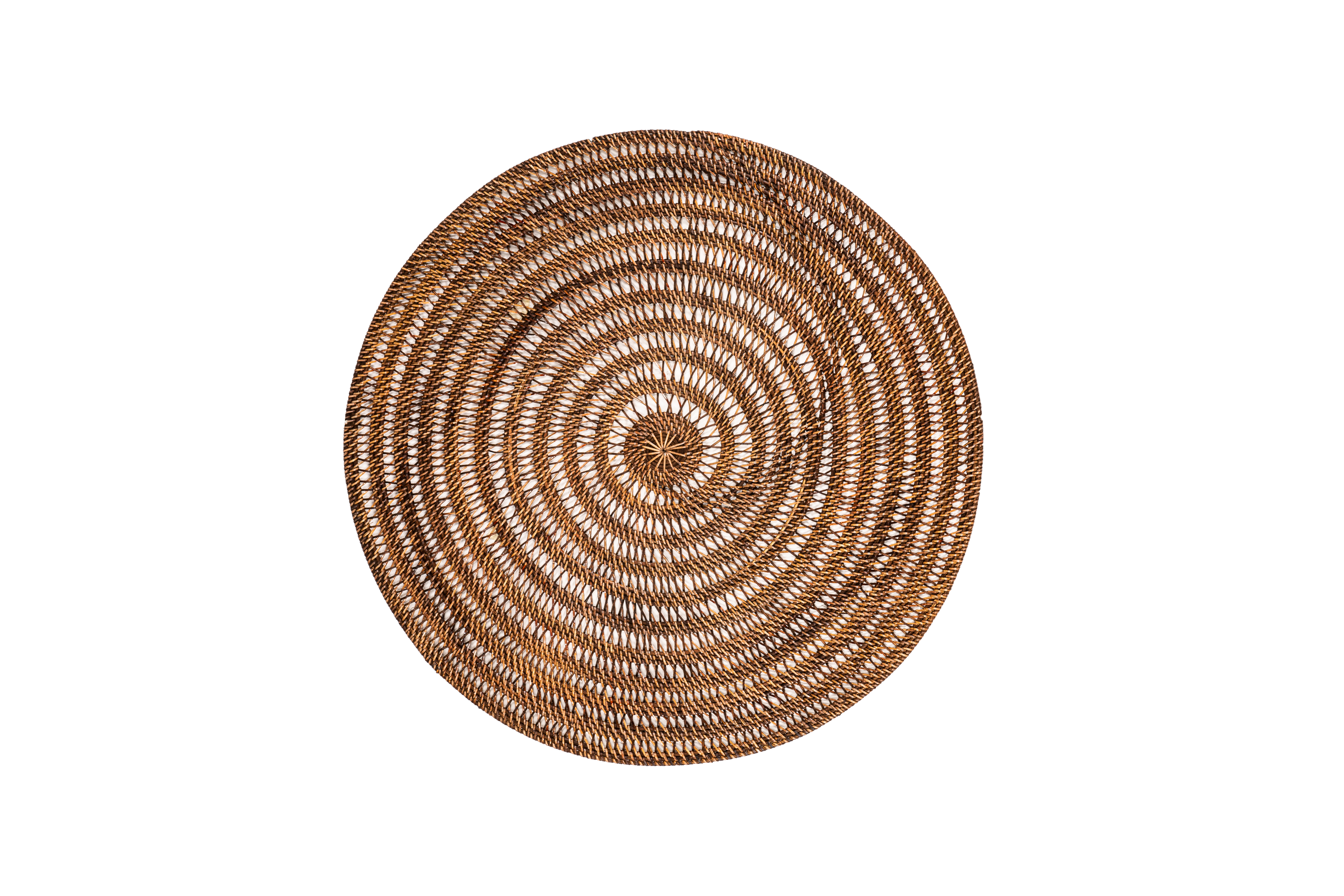 Decoratie rattan, rond - dia 80 cm - SPIRAL, donkerbruin