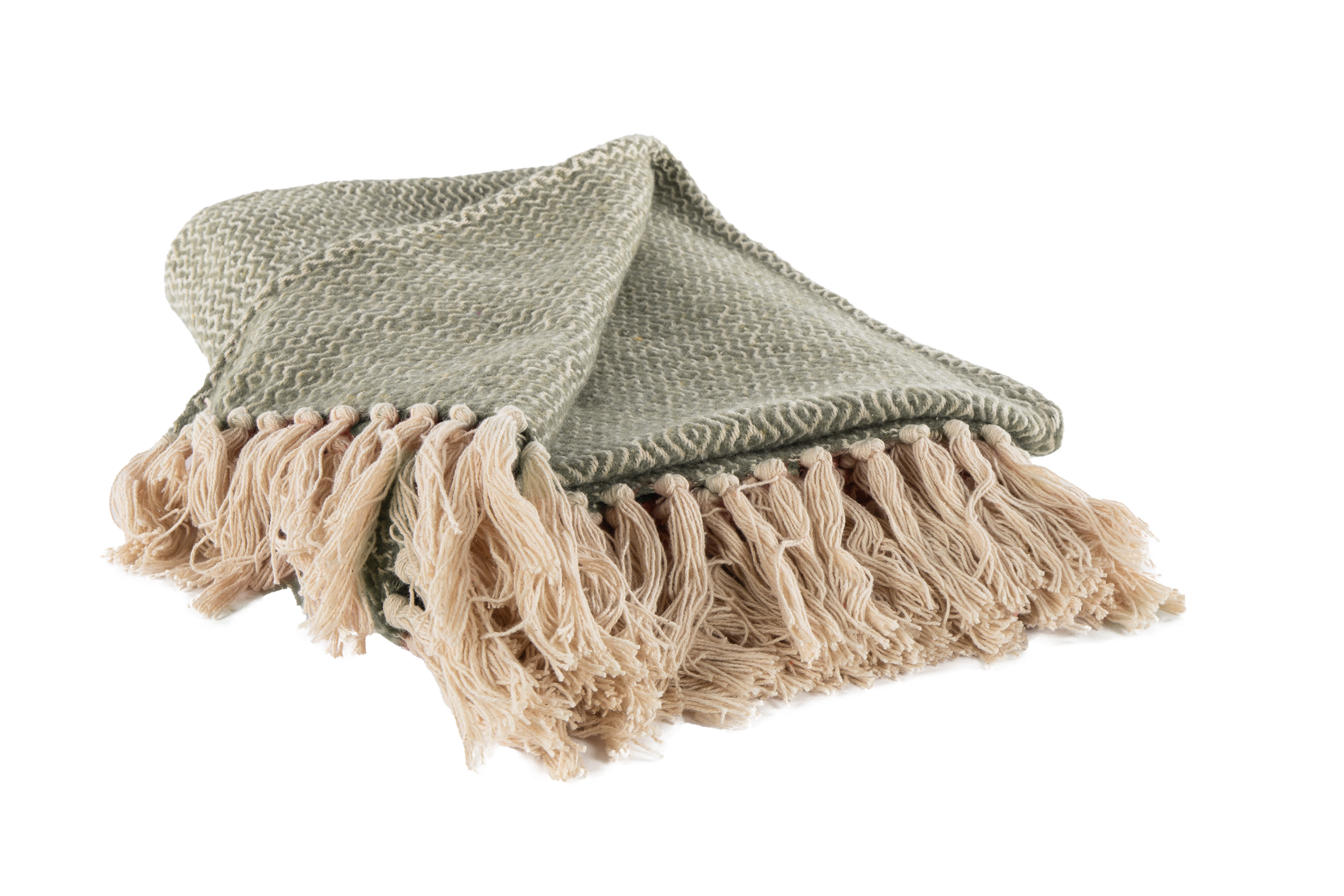 Plaid ARTEM met franjes - 130x160 cm, groen