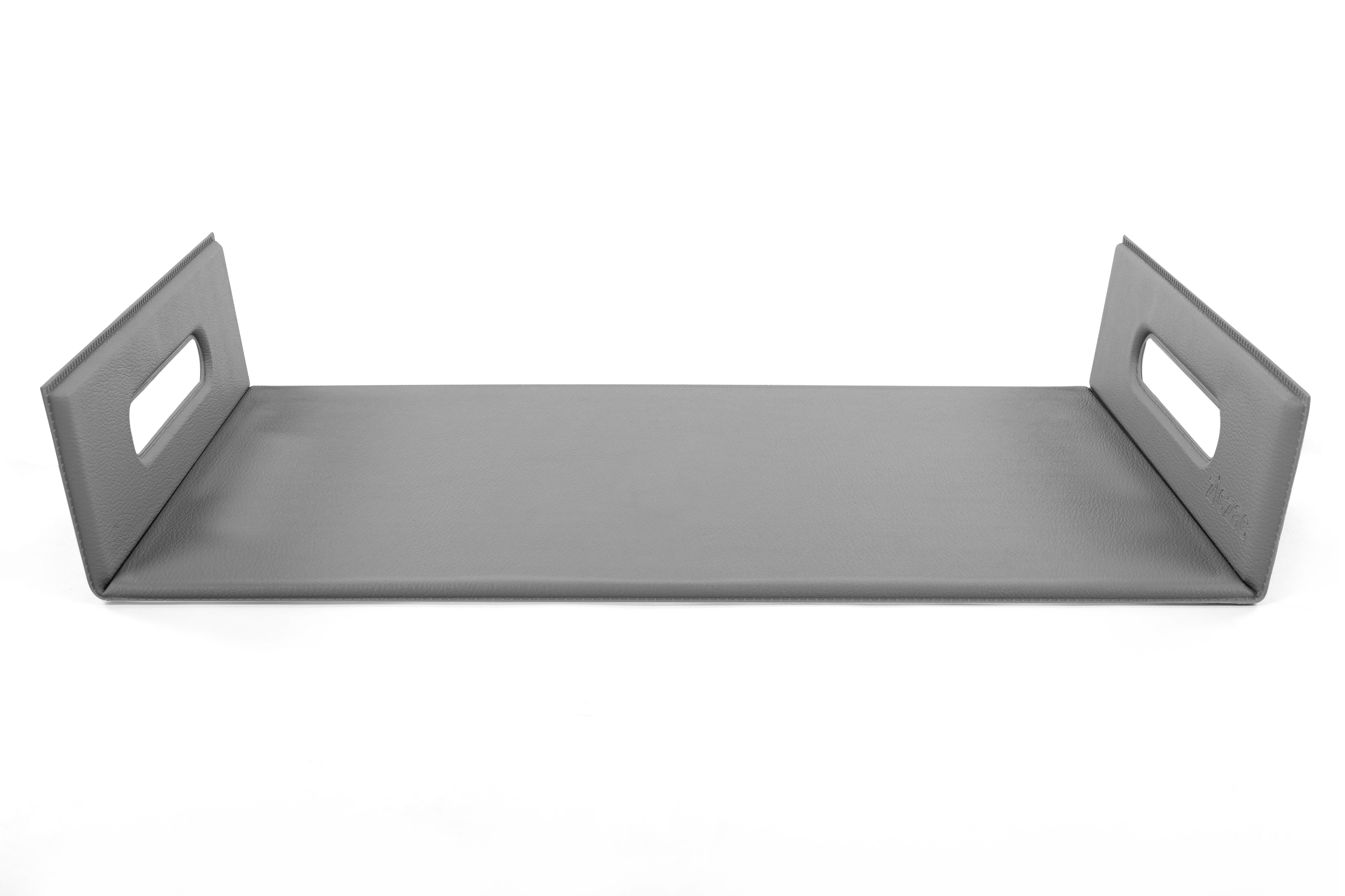 Plateau  TOGO - Leather look imitation- 20x32 + 2x5.5 cm, grey